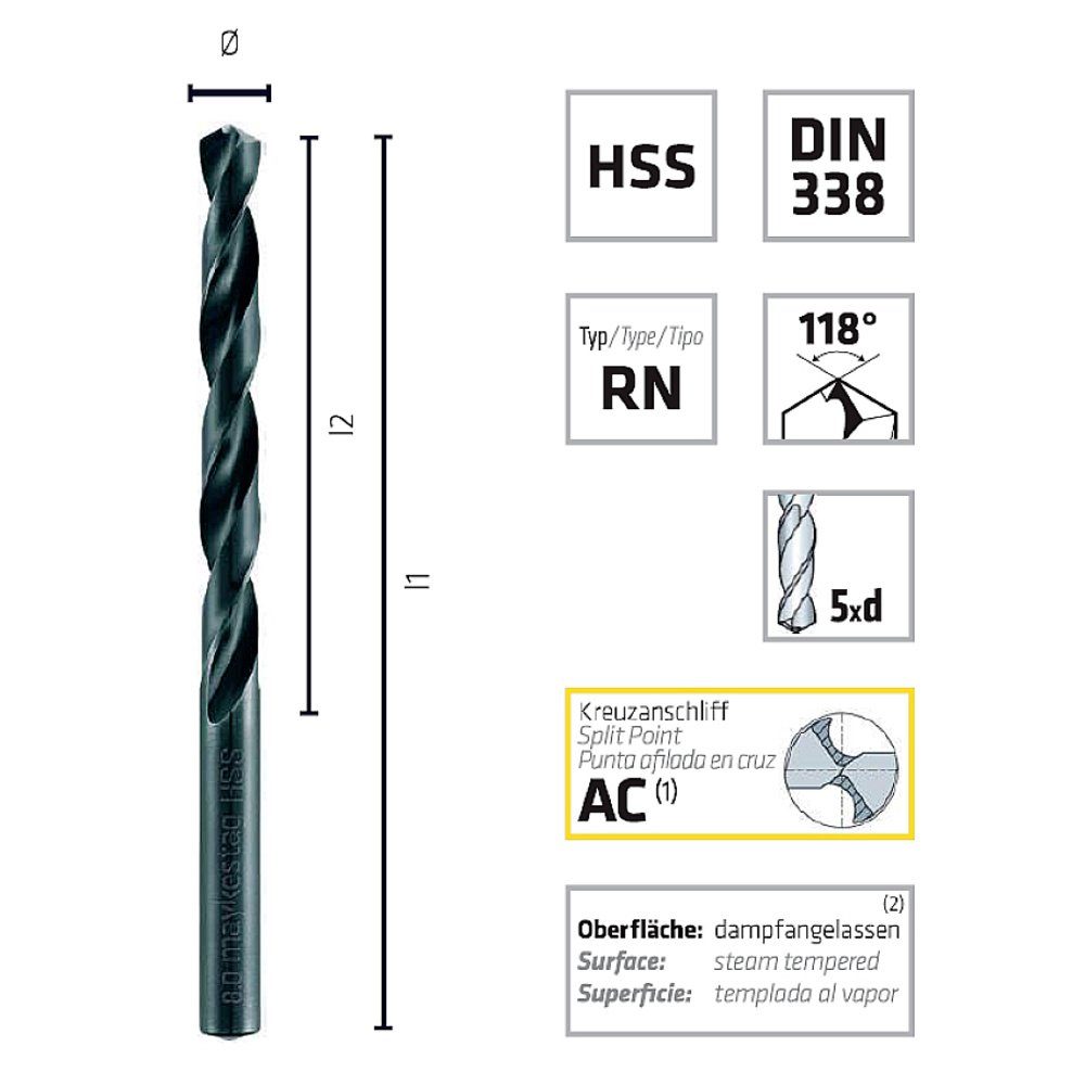 Alpen Metallbohrer Alpen 0060100670100 HSS Spiralbohrer 6.7 mm Gesamtlänge 101 mm DIN