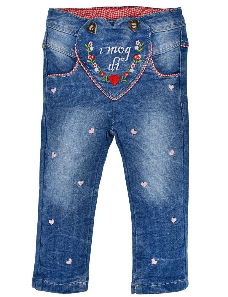 BONDI Bequeme Jeans Baby Mädchen Trachten Hose "I mog di" 86565 - Blau
