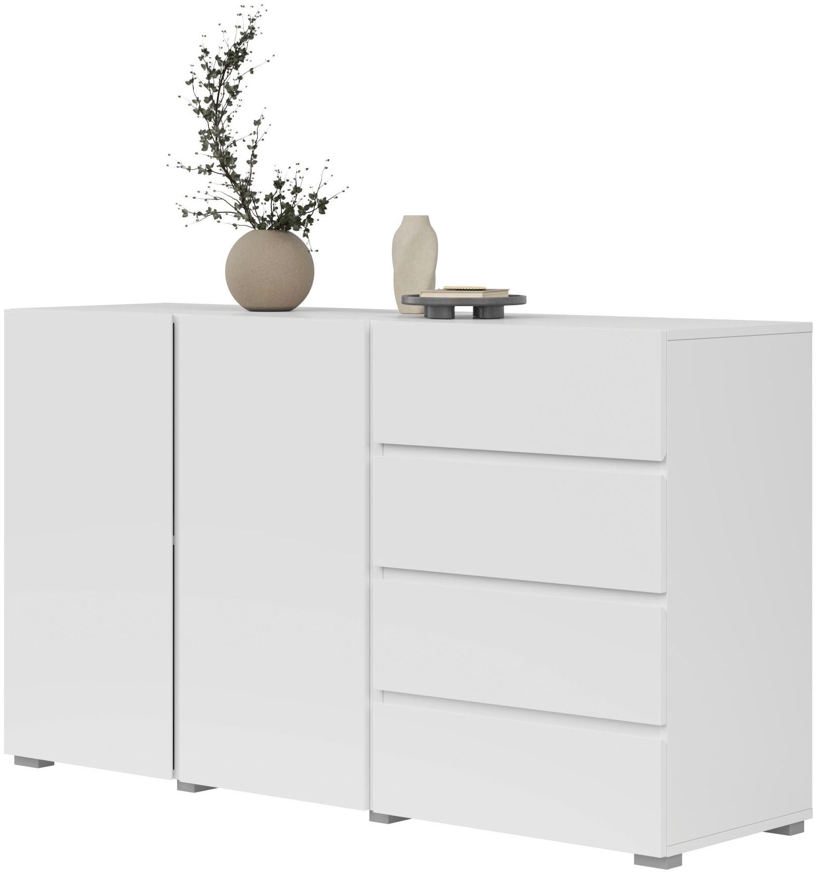 OTTO home Sideboard Metric,Breite 138 cm, grifflose Kommode 2 Türen/4 Schubkästen, Schubladenschrank mit viel Stauraum, Einlegeböden verstellbar