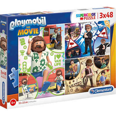Clementoni® Puzzle Playmobil The Movie - Puzzle, Supercolor, 3 x 48 Teile, 144 Puzzleteile, 3in1