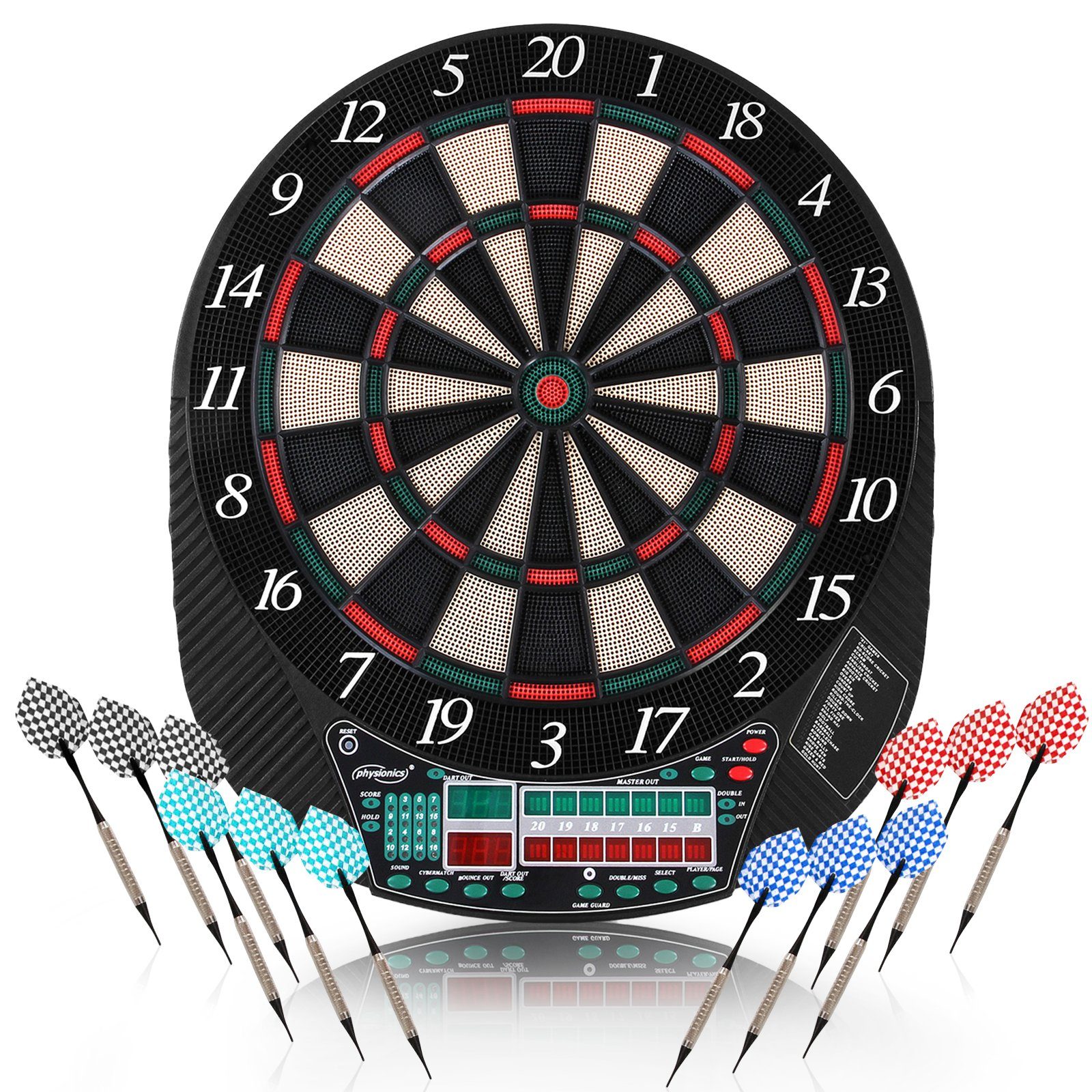 Dartscheibe Dart-Scheibe Elektronisch 12 Soft Pfeile E-Dartboard Profi Dartspiel