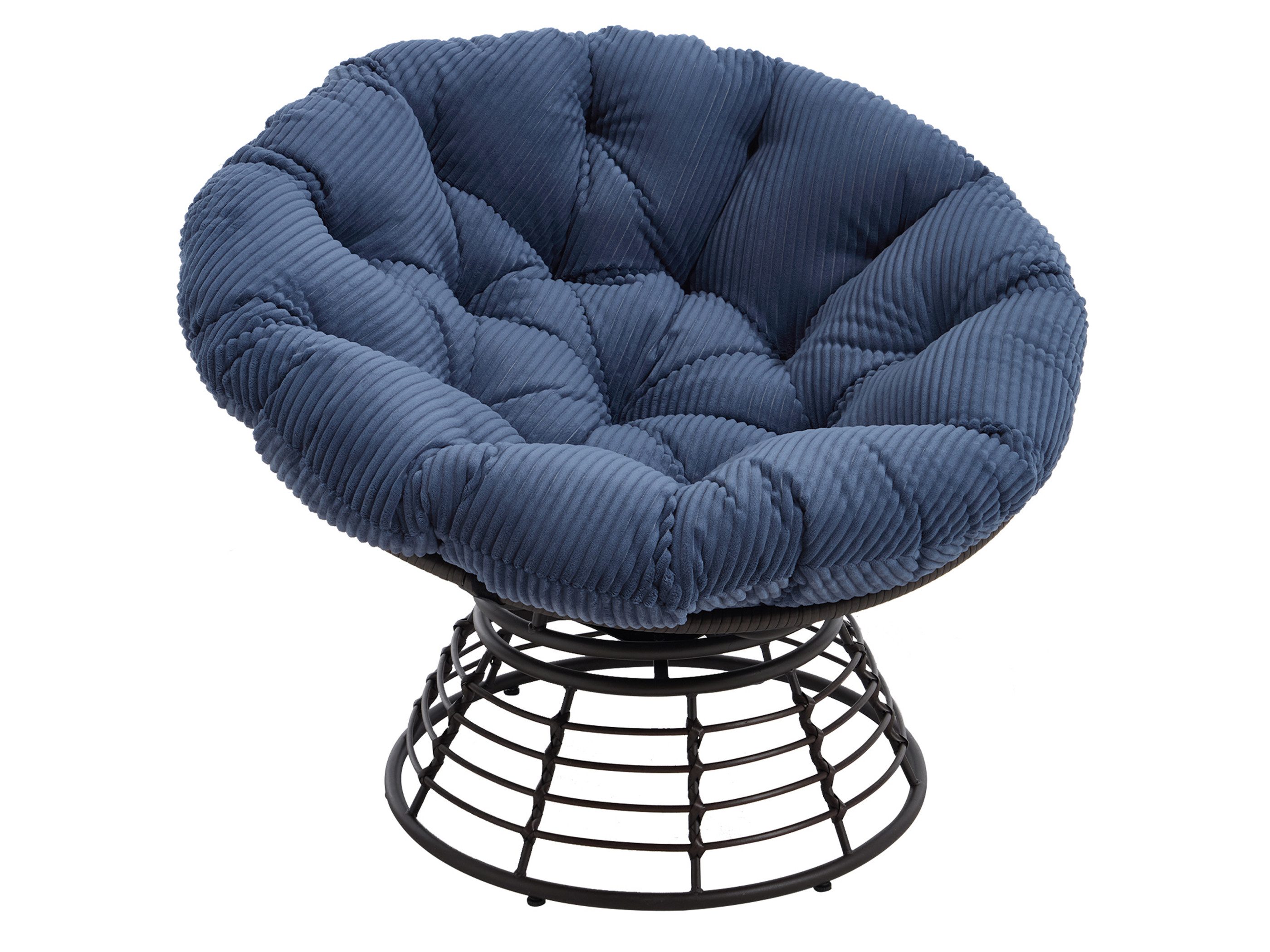 SeedWave Loungesessel 360° Drehbarer Papasan-Sessel Stahlgestell mit 92cm Trennbarem Polster, Relaxsessel für Balkon, Garten, Terrasse