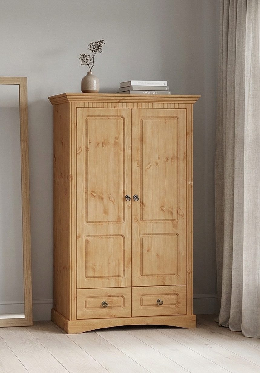 OTTO home Wäscheschrank Rustic (B/T/H: 94/39/150 cm) aus massiver Kiefer, FSC®, schöne Kassettenoptik, mit Ringgriffen