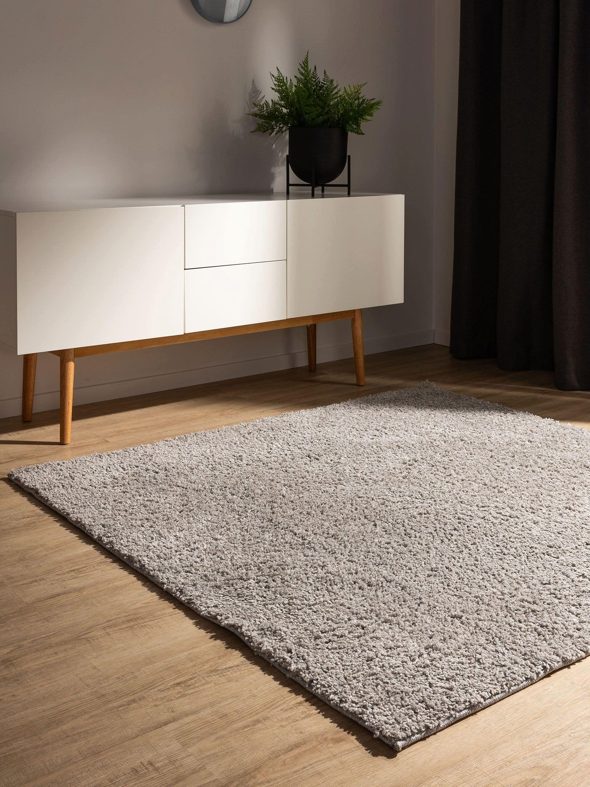 benuta Hochflor-Teppich Soho, quadratisch, Höhe: 31 mm, Teppich Wohnzimmer, Schlafzimmer, Esszimmer, Rutschfest, Waschbar
