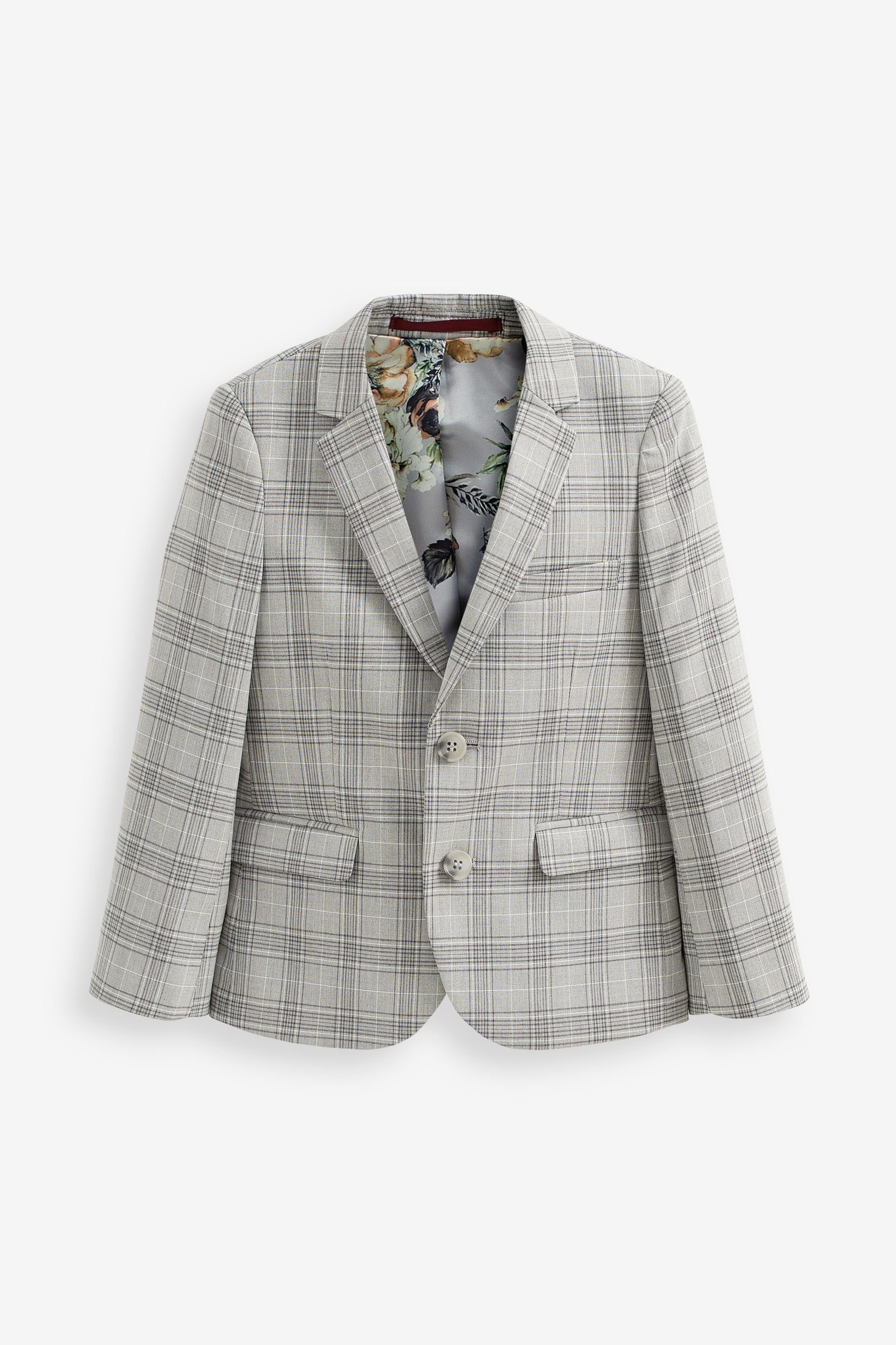 Anzug-Sakko Check Fit Next Skinny (1-tlg) Baukastensakko Grey