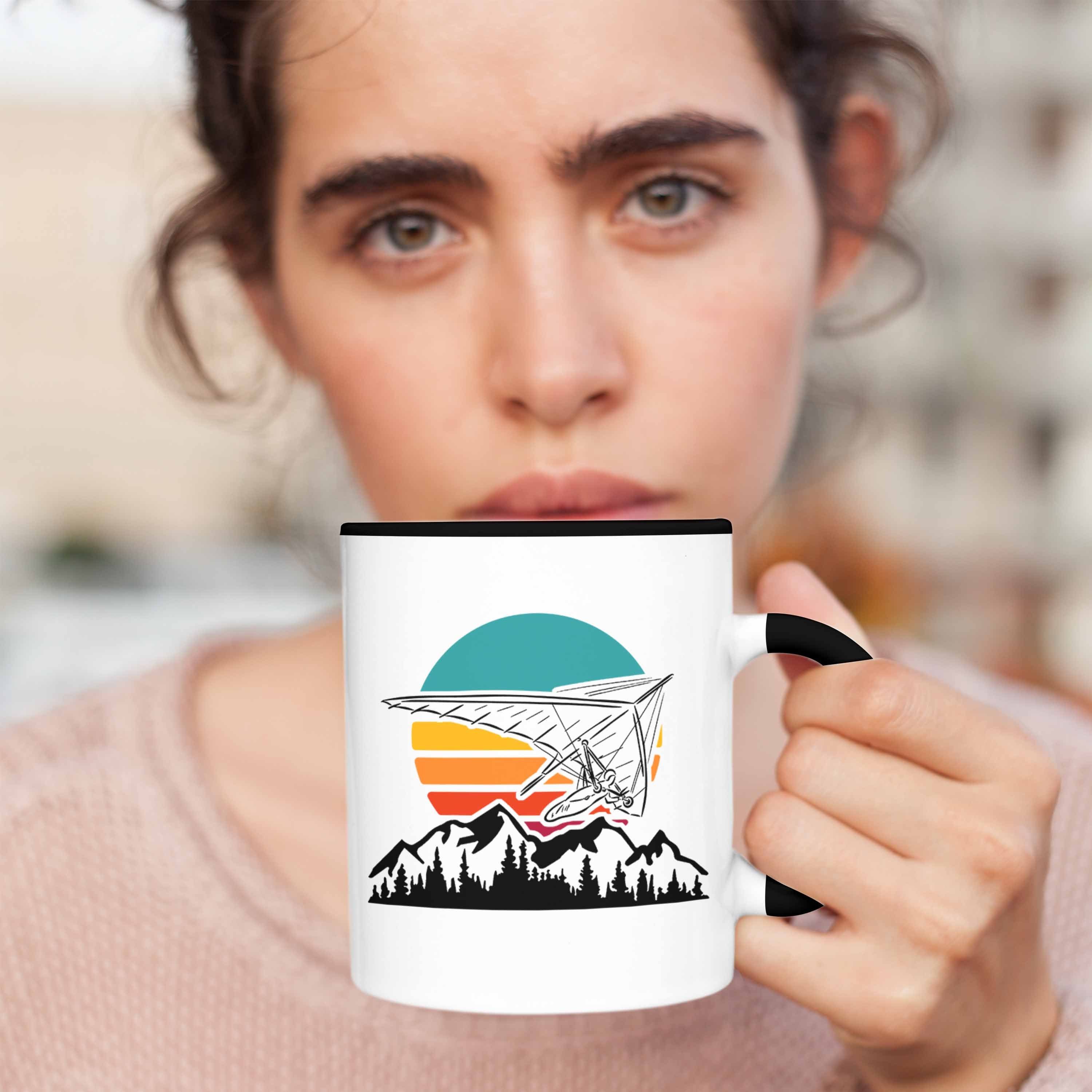 Hän Trendation Tasse Schwarz Tasse Geschenk Drachenflieger Drachenflieger-Grafik Drachenfliegen