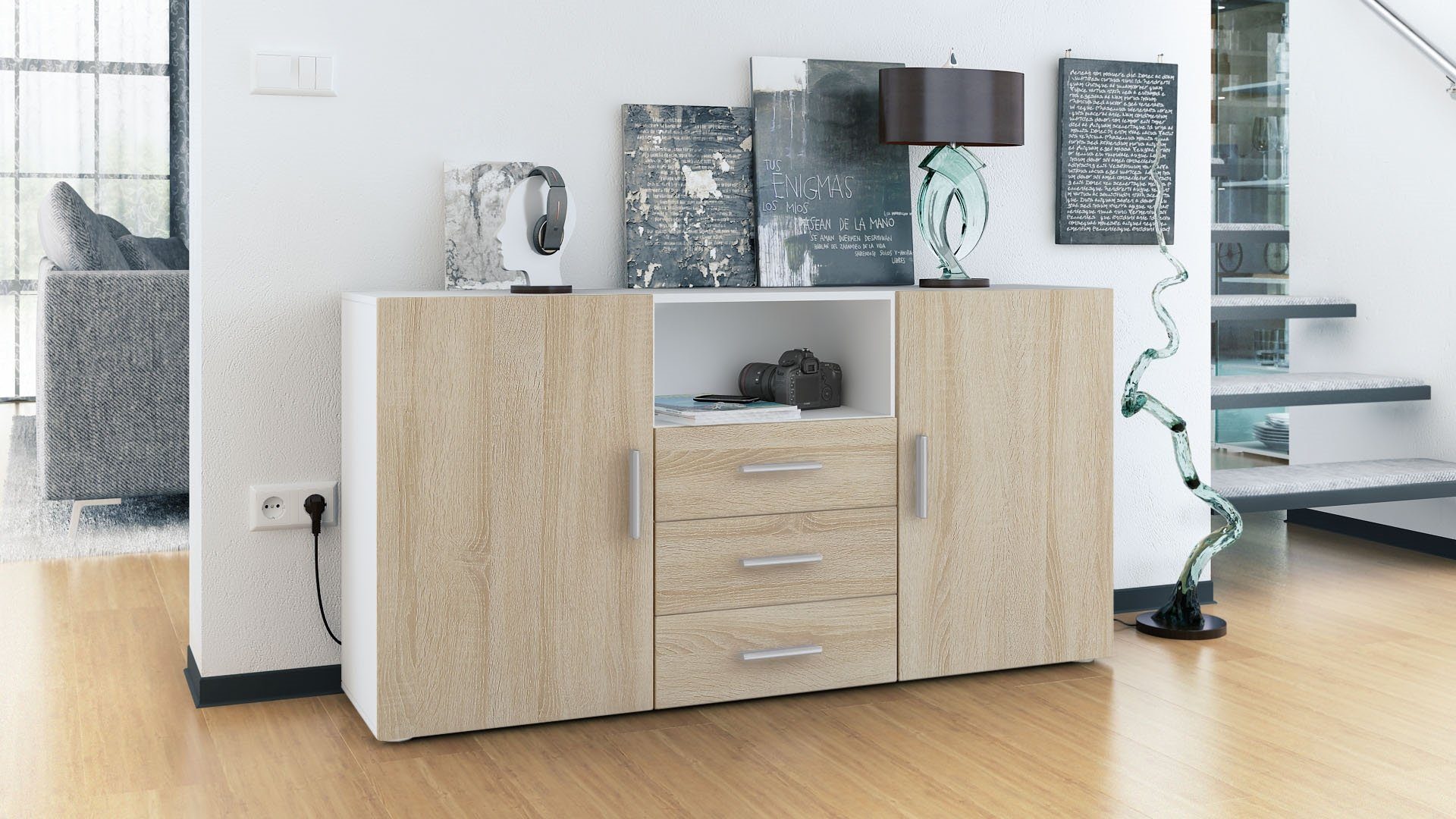 Vladon Sideboard Skadu (Kommode, mit 2 günstig online kaufen