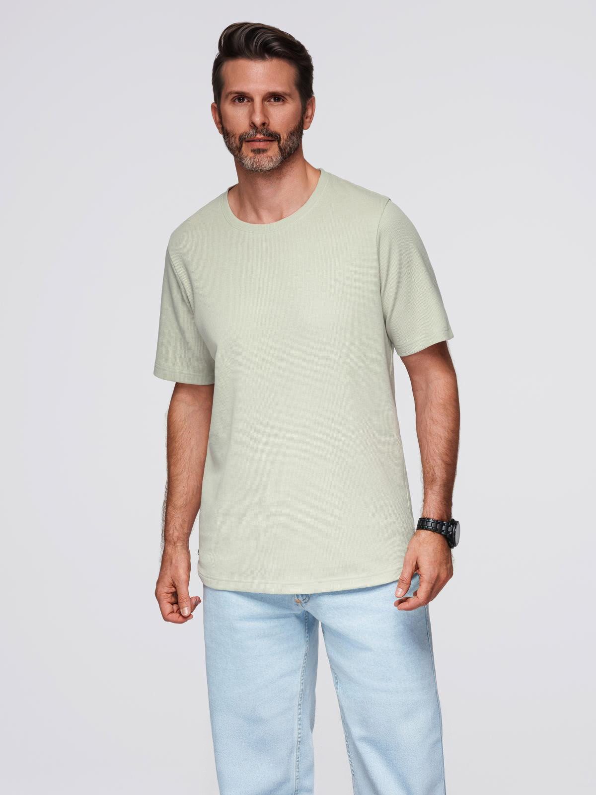 OMBRE T-Shirt T-Shirt mit Waffelstruktur und Rundhalsausschnitt günstig online kaufen