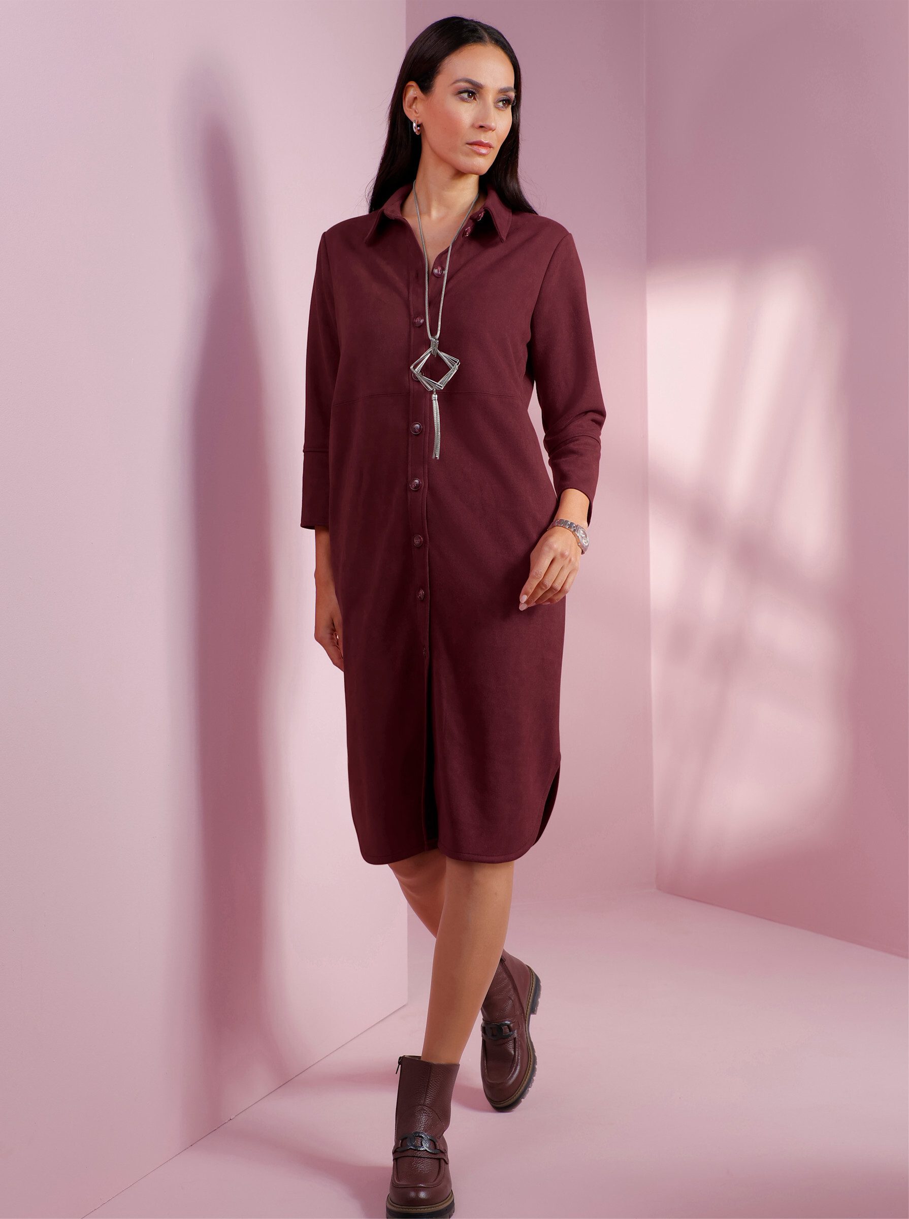 heine Etuikleid Velourslederimitat-Kleid 3/4-Arm