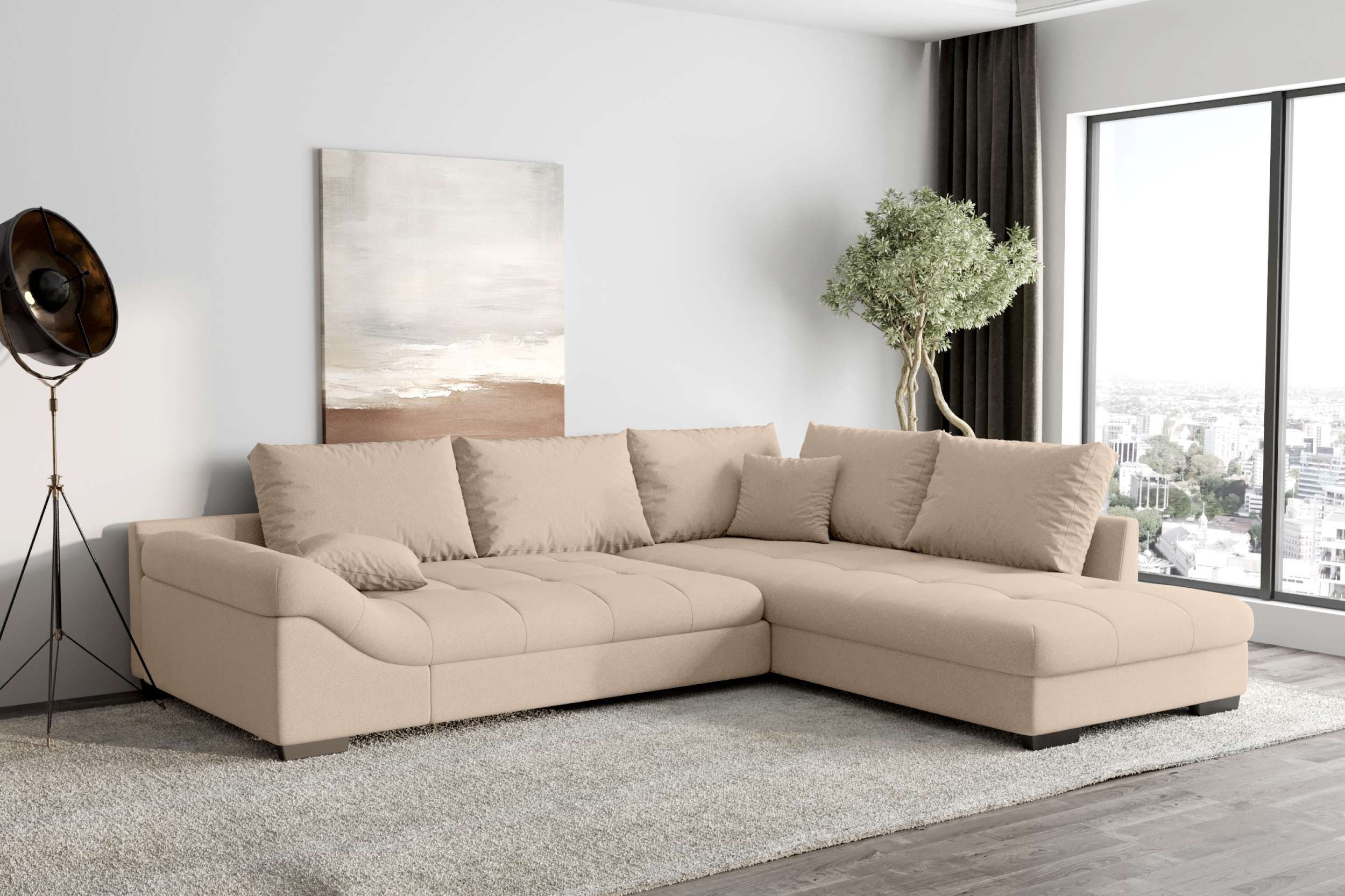 99rooms Ecksofa Terra, Sofa, L-Form, Inkl. 5 Rückenkissen, mit Rundumbezug, Wellenfederung