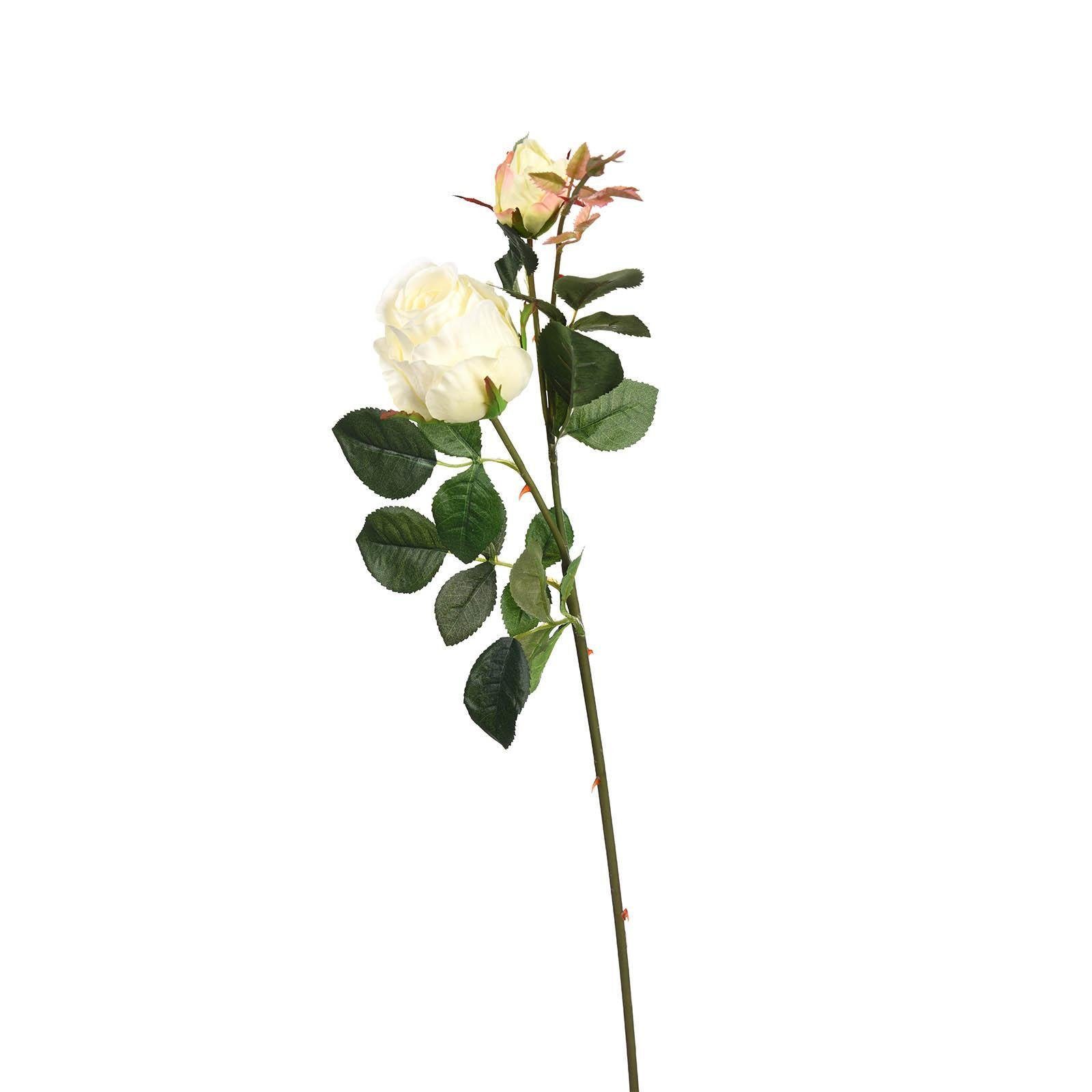 Kunstblume Kunst-Stielblume Rose, Depot, aus Polyester, Polyethylen, Draht, Styropor, L 80 Zentimeter Weiß