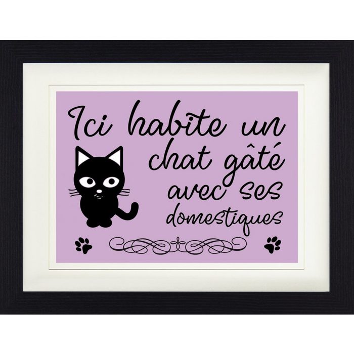 1art1 Bild mit Rahmen Katzen - Ici Habite Un Chat Gâté Avec Ses Domestiques