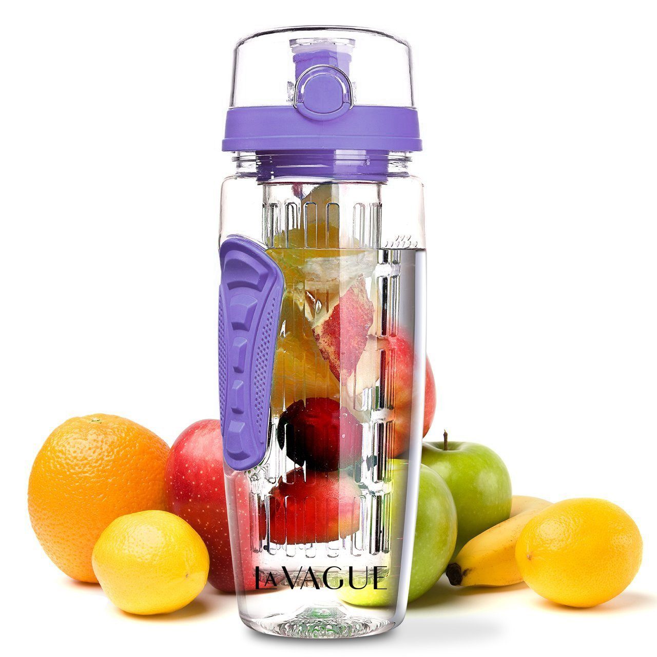 LA VAGUE Trinkflasche VITALITY trinkflasche mit einsatz, Trinkflasche mit Früchtesieb für perfekt aromatisierte Getränke lila