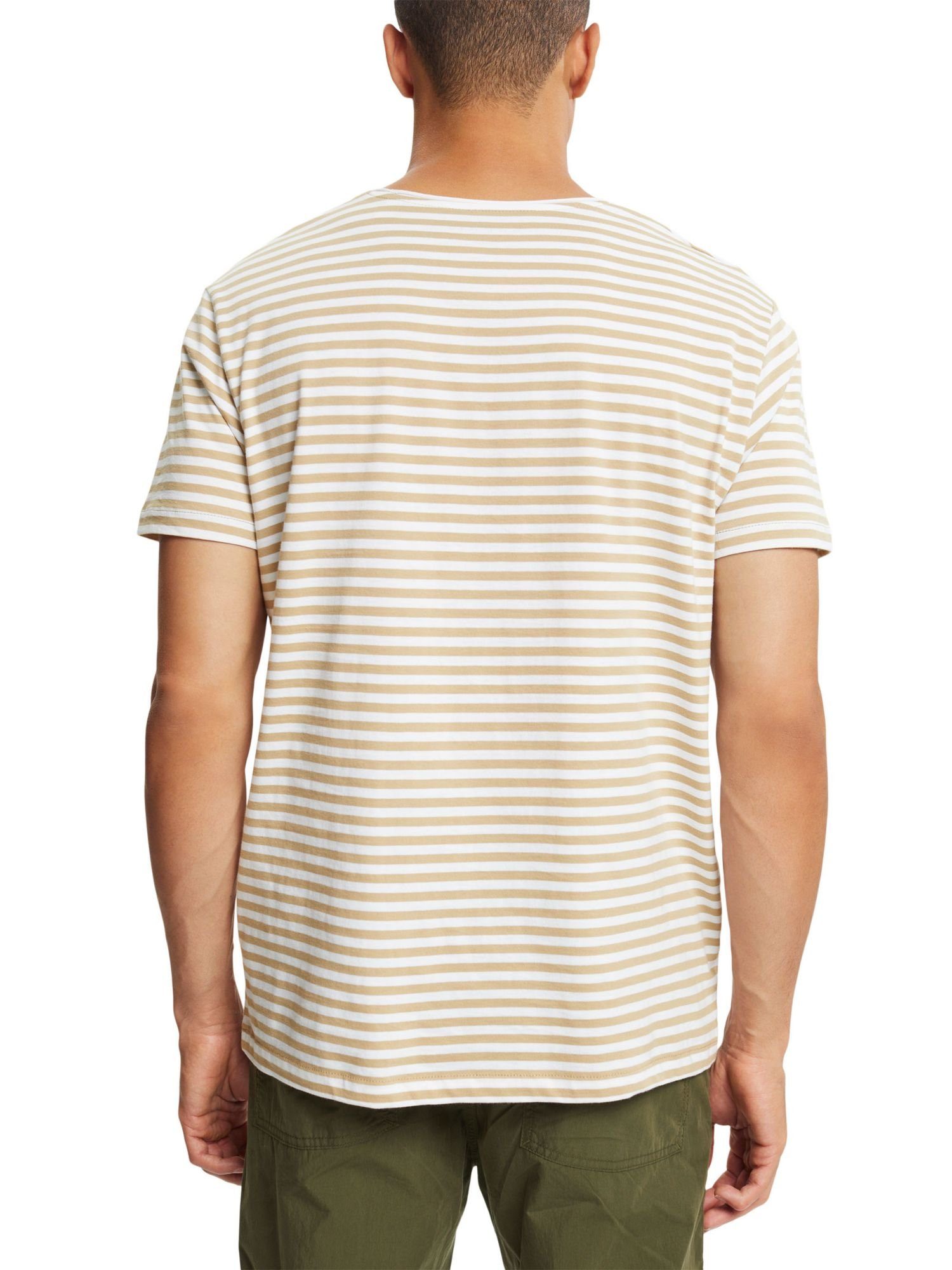 T-Shirt Streifenmuster (1-tlg) Esprit mit BEIGE Jersey-T-Shirt