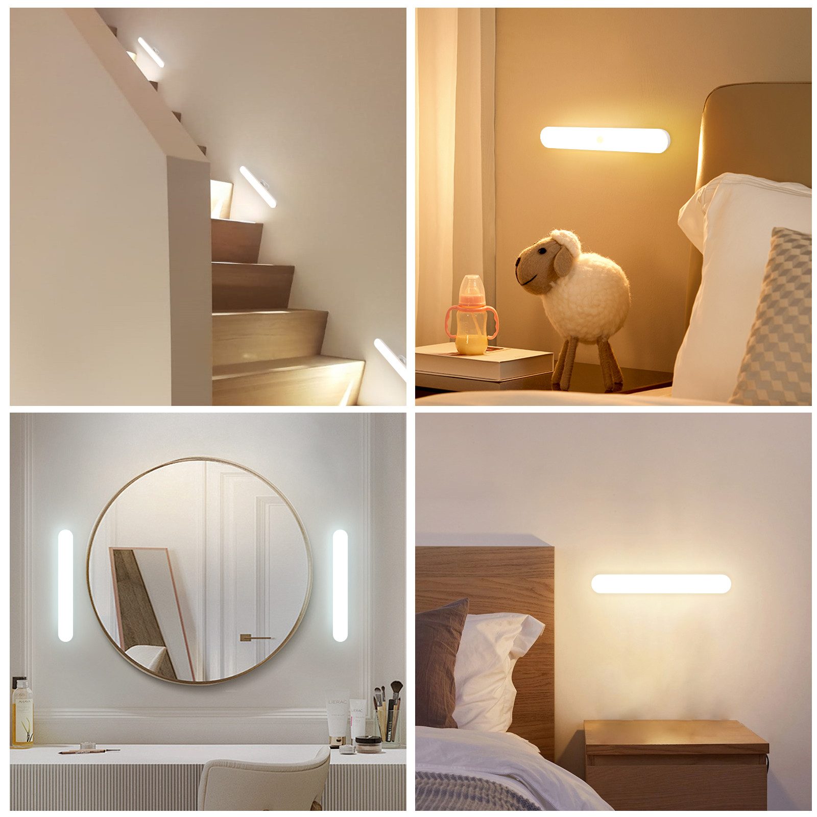 ZMH LED Unterbauleuchte innen Weiß Leselampe Modern Wandlampe Schlafzimmer, Speicherfunktion, LED fest integriert, Warmweiß-Neutralweiß-Kaltweiß, 1.5W,Bewegungs – Bild 2 von 5