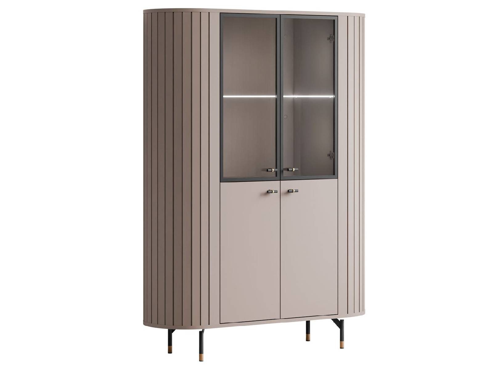 yourhouse24 Glasvitrine ELODIE mit LED-Beleuchtung Schwarz, günstig online kaufen