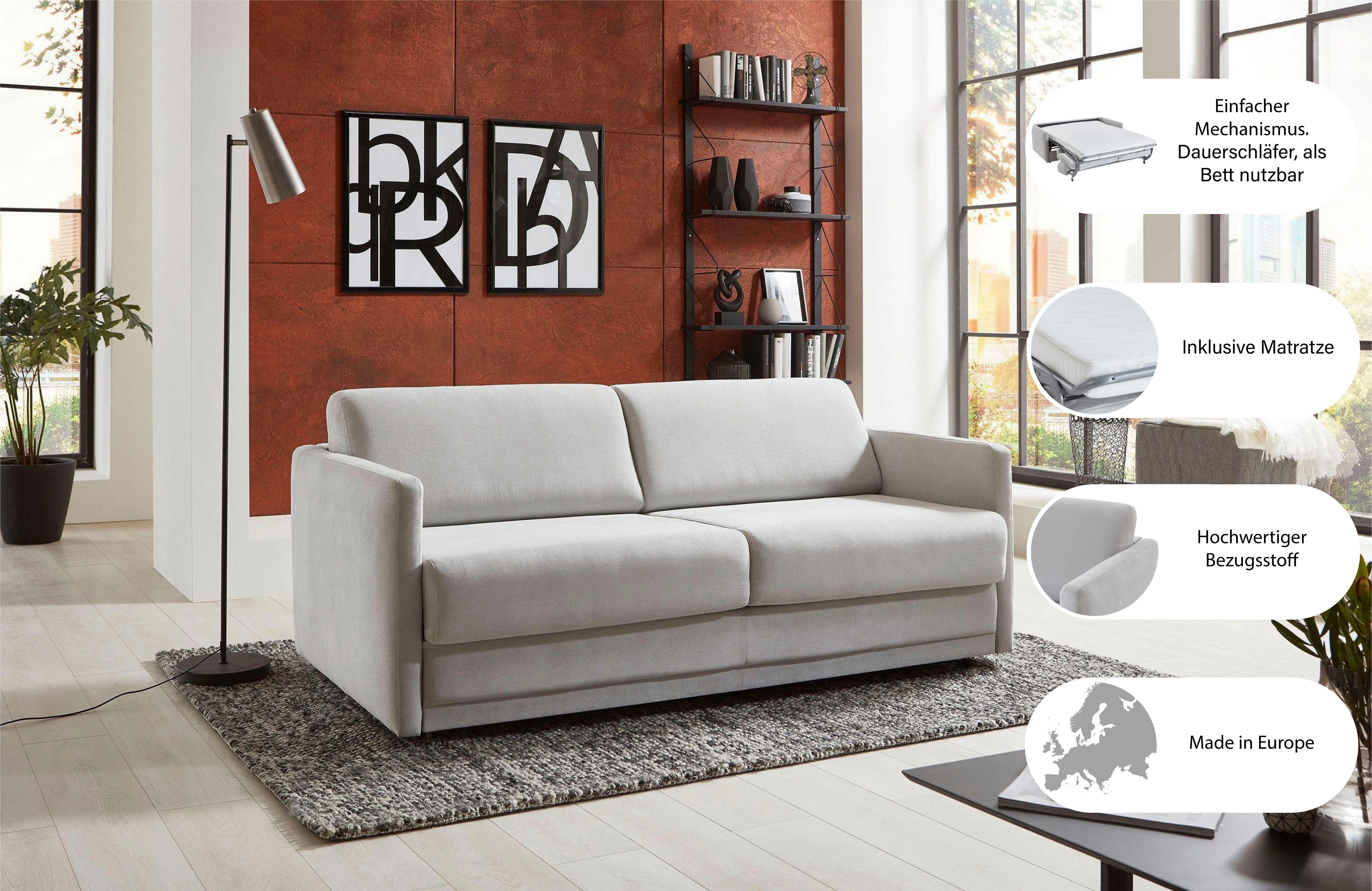 ATLANTIC home collection Schlafsofa Limone, für Dauerschläfer geeignet inklusive hochwertige Matratze