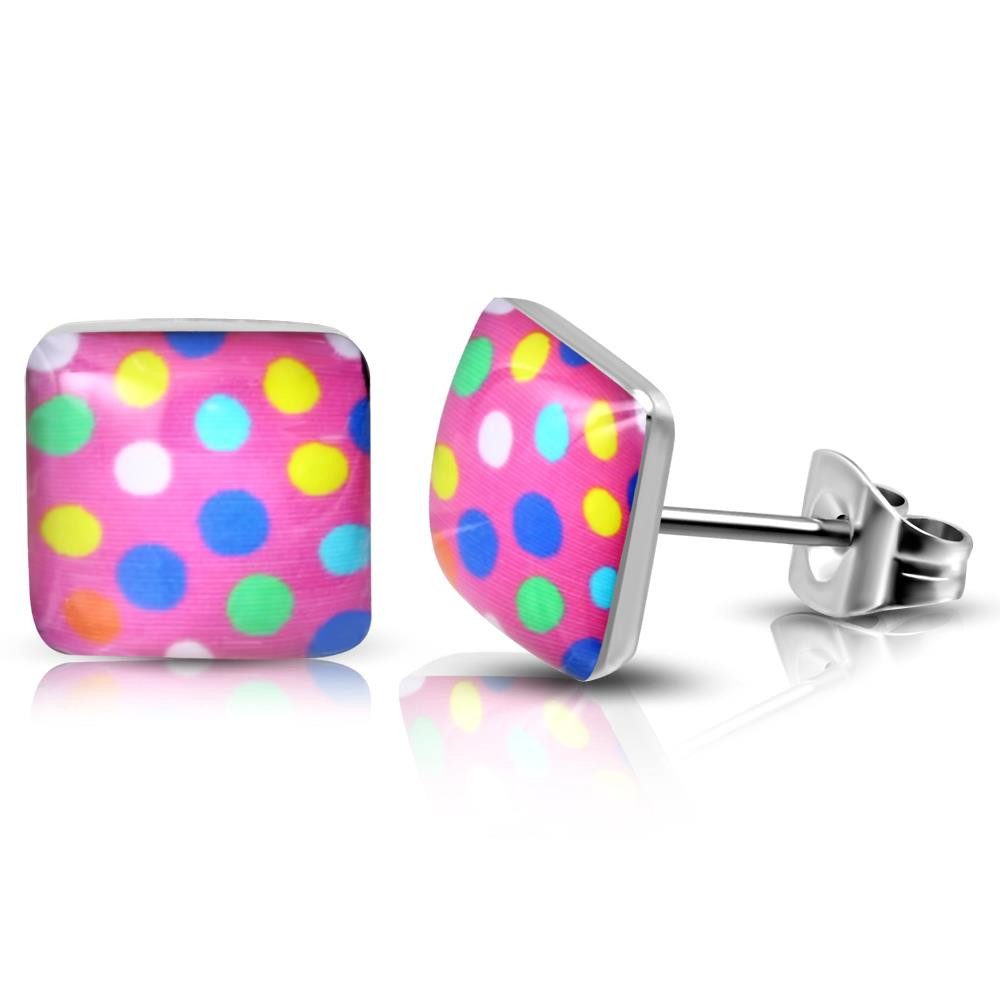 BUNGSA Ohrstecker-Set Ohrstecker Bunte Punkte Bunt aus Edelstahl Unisex (1 Paar (2 Stück), 2-tlg), Ohrschmuck Ohrringe