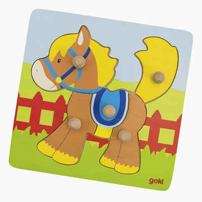 goki Konturenpuzzle Puzzle Pferd, 5 Puzzleteile, nicht so schwer für kleine Kinder