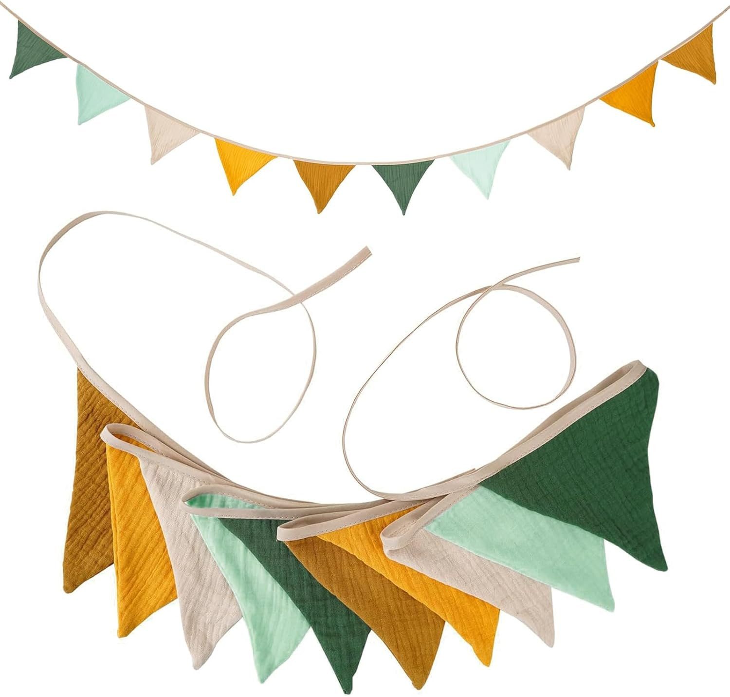 CLTYQ Wimpelkette Wimpelkette Kinderzimmer,Stoff Wimpelkette aus Musselin Baumwolle