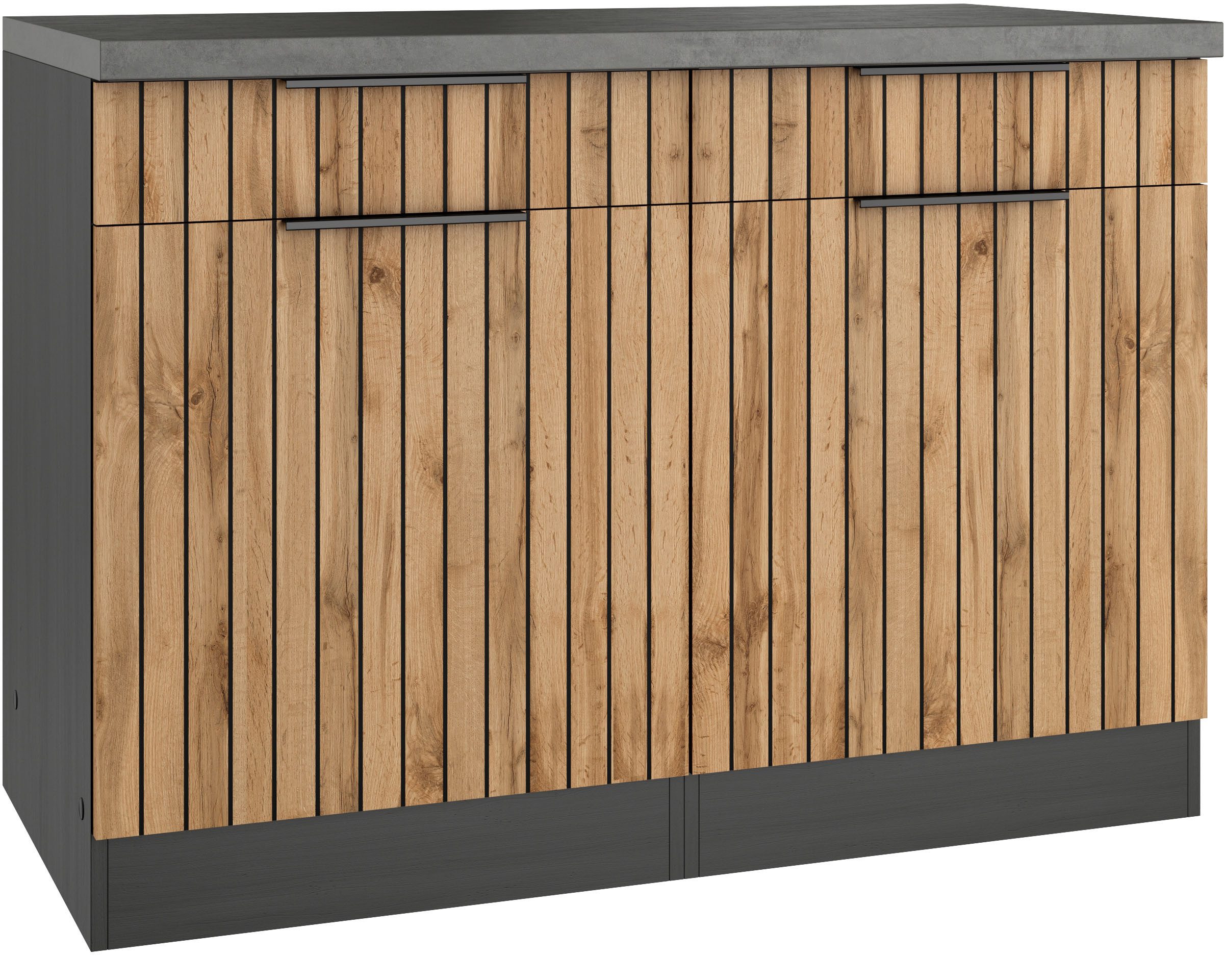 KOCHSTATION Unterschrank KS-Lagos Breite 120 cm, 2 Türen, 2 Schubkästen
