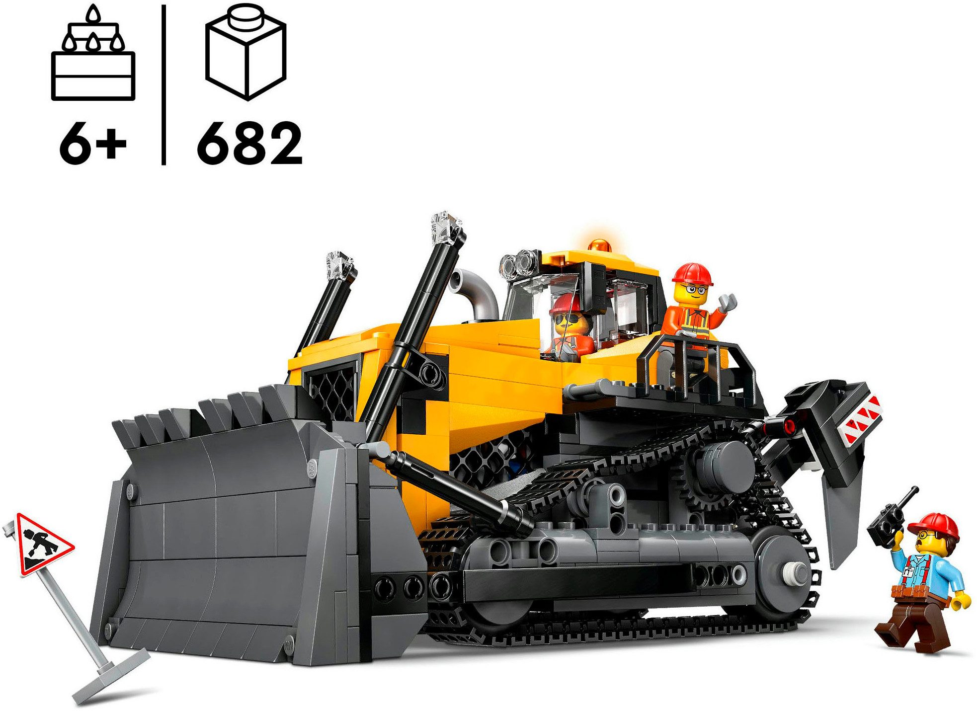 LEGO® Gelber Bulldozer (60466), LEGO City Konstruktionsspielsteine, (682 St), Made in Europe