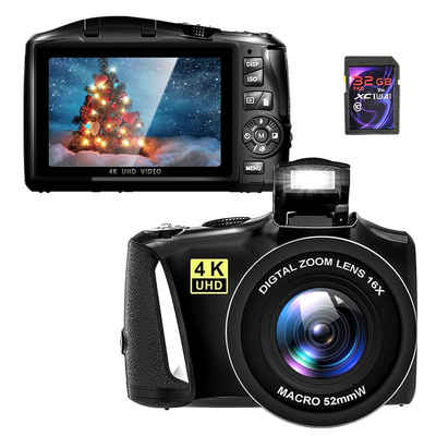 A Ade Digitalkamera 4K, 48MP Kamera Fotokamera mit 32GB SD-Karte Kompaktkamera (48 MP, Zeitraffer-Aufnahme, Loop-Aufnahme, Intervall-Foto, Slow-Motion-Aufnahme)