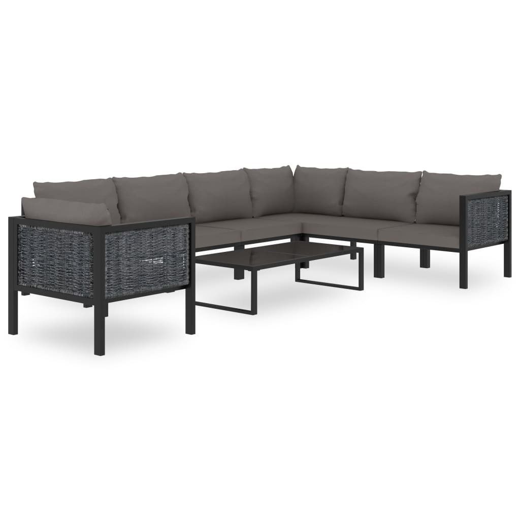 vidaXL Gartenlounge-Set 8-tlg. Garten-Lounge-Set mit Auflagen Poly Rattan Anthrazit, (1-tlg)