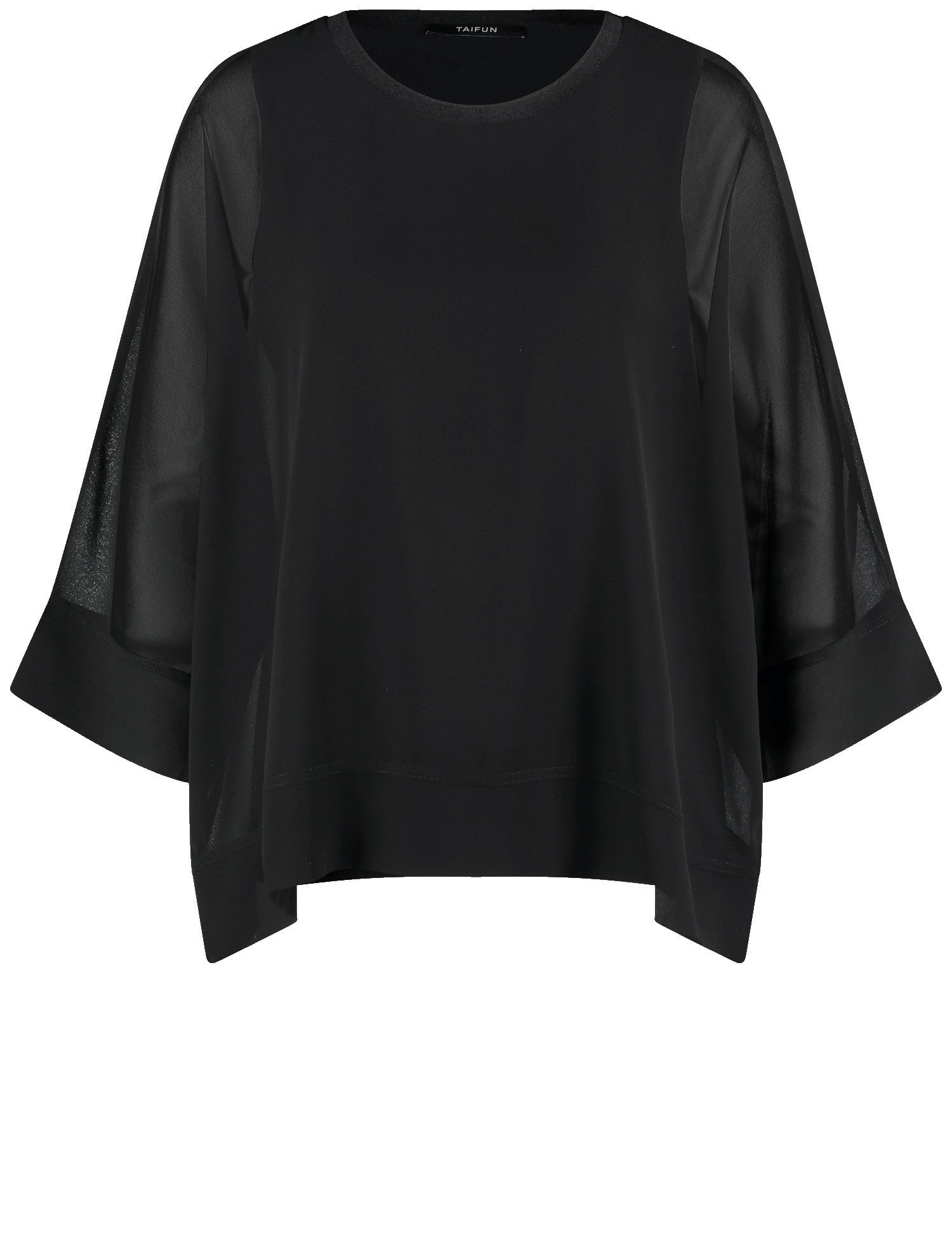 Taifun Fledermausshirt – Unifarbenes T-Shirt mit Rundhalsausschnitt und 1/2 Arm