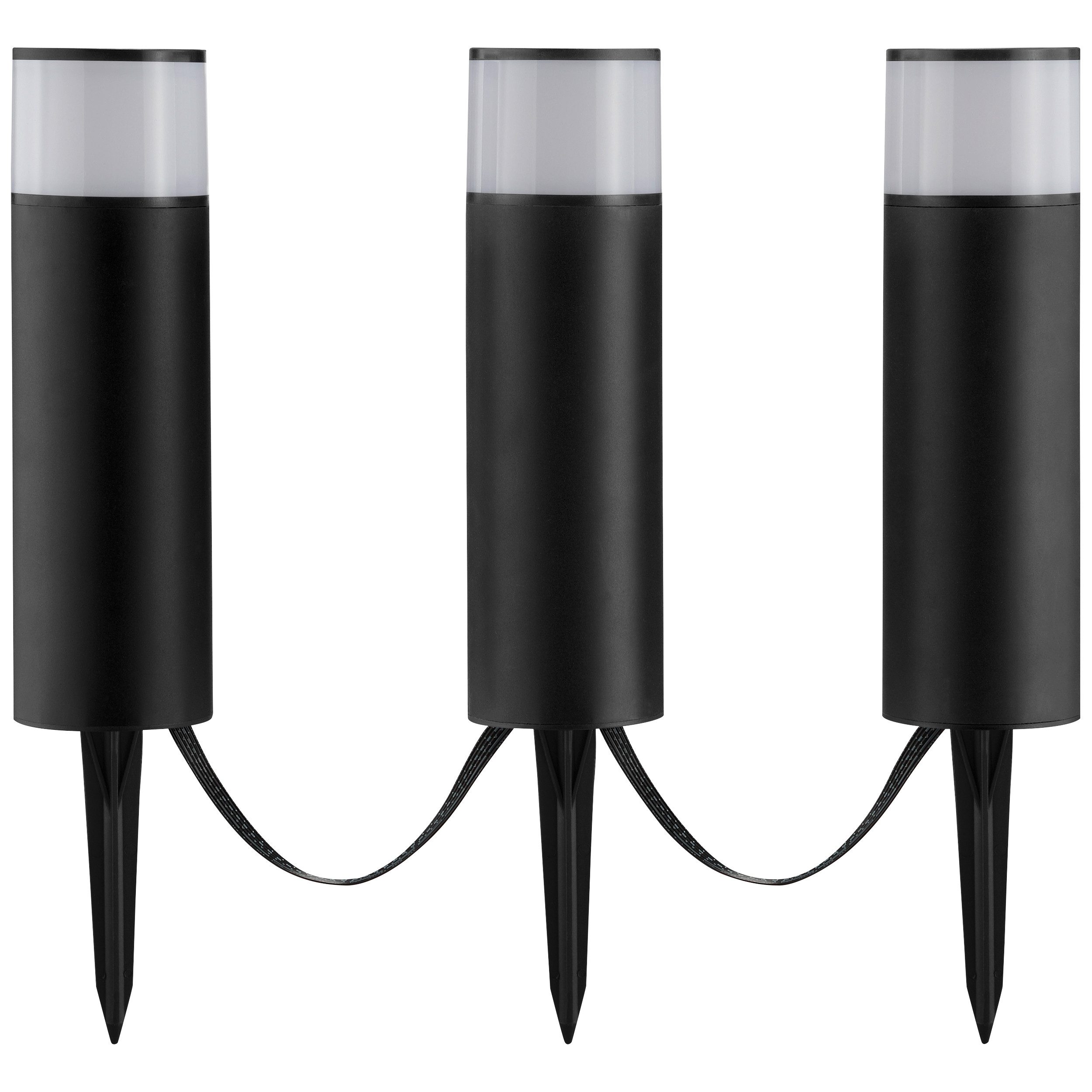 Brilliant LED Gartenleuchte Dody, Bluetooth, Dimmfunktion, Farbwechsel, RGB, LED fest integriert, warmweiß - kaltweiß, LED Gartenspieß 3er Set, dimmbar, RGB, CCT, IP44, App steuerbar