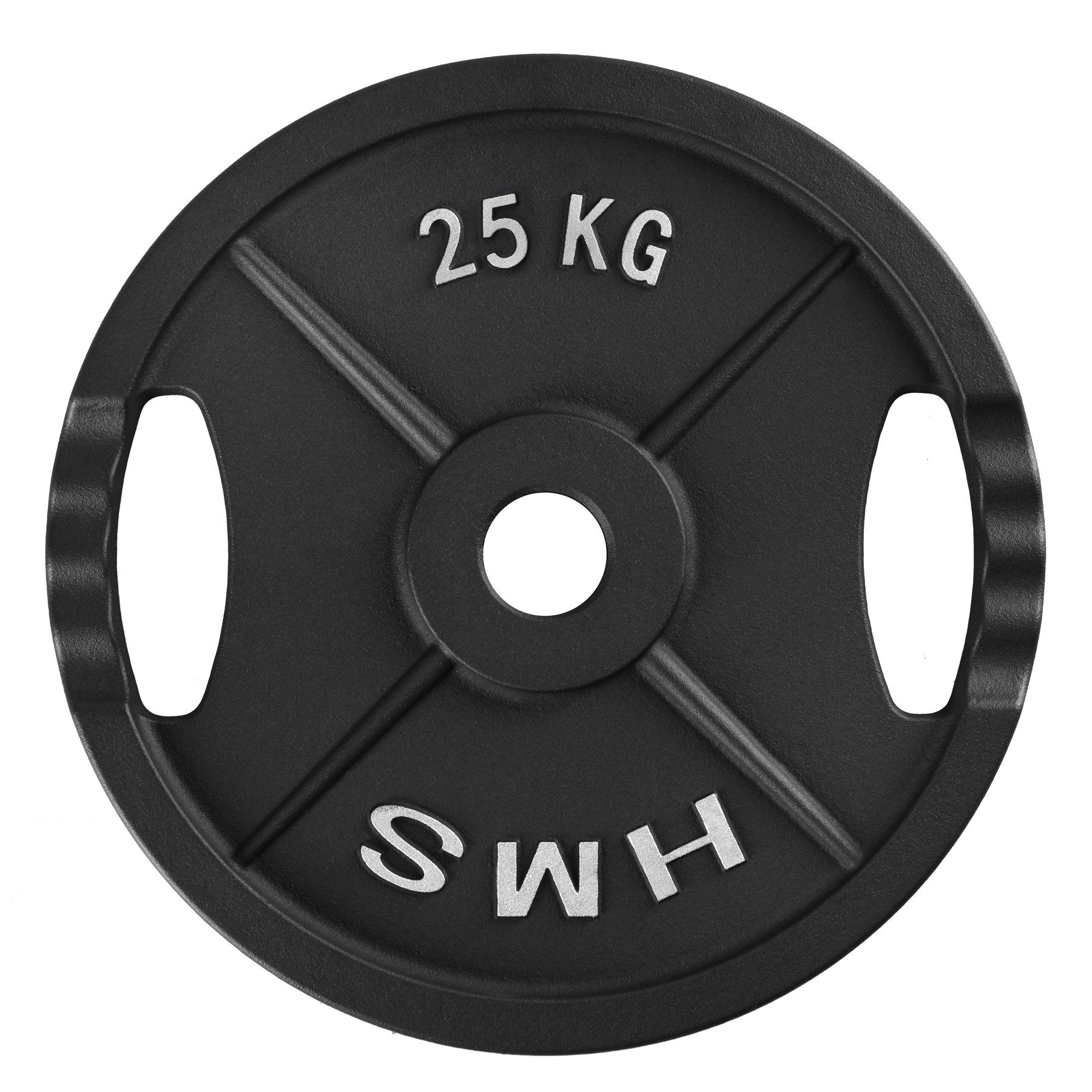 HMS Hantelscheibe Gewichtsscheibe Olympiascheibe Krafttraining, 25.0 kg, (Spar-Set, 1-tlg., 5 cm robust, 43), Gusseisen, Griffmulden, olympisch 51 mm