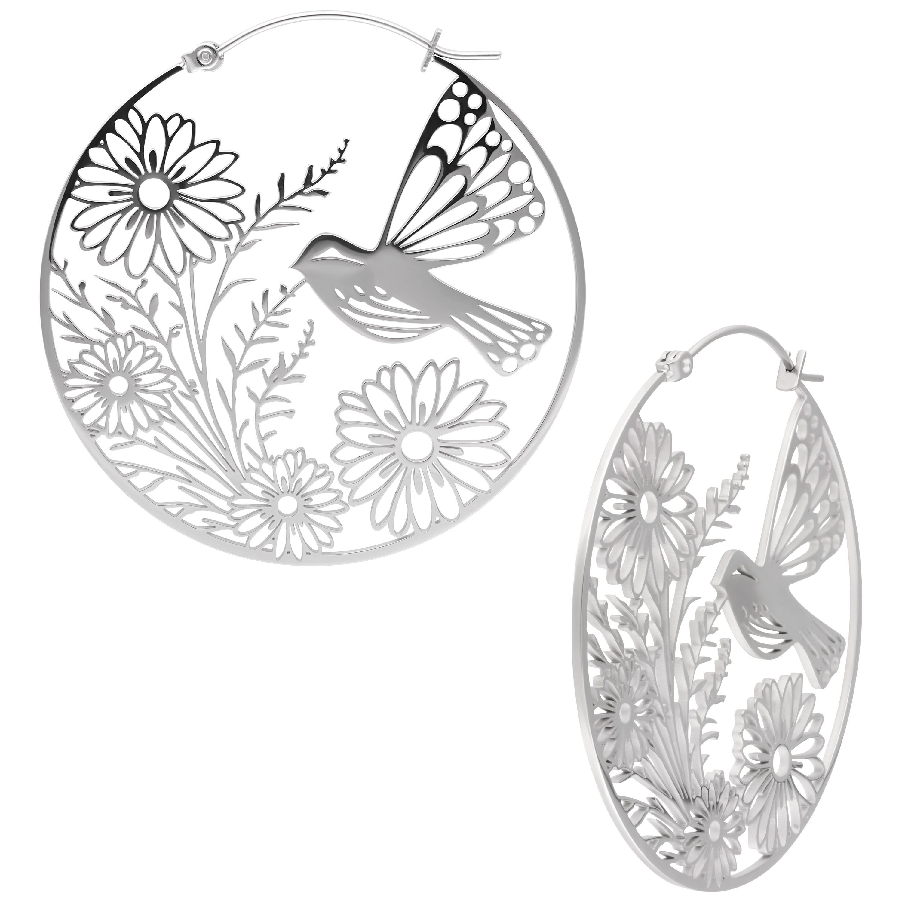 Wildcat Paar Ohrhänger Summerbird Hoops Pair - Silber, Chirurgenstahl 316L - wasserfest, langlebig, hautverträglich