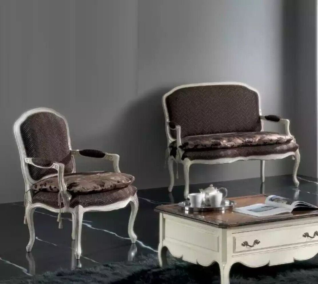 JVmoebel Wohnzimmer-Set Klassische Sofa 2 + Sitzer Grau in Neu, Italy Made Couch Sessel), Sitzer Sessel (2-St., Polster Nur 2