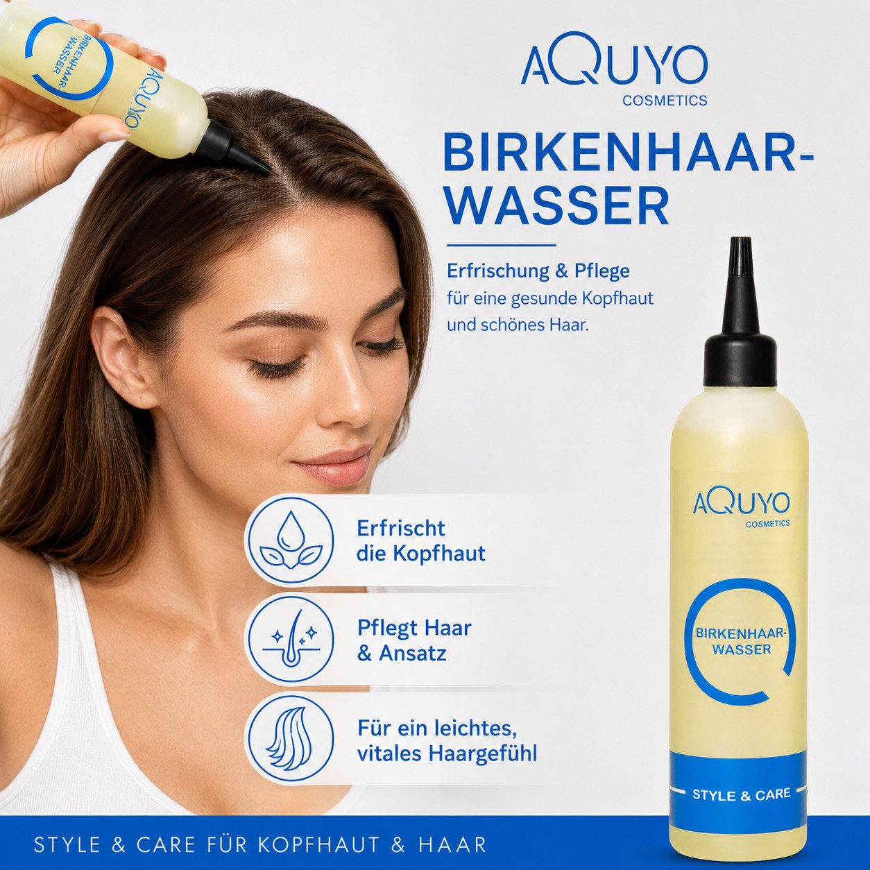 AQUYO Cosmetics Haarwasser Birkenhaarwasser für strapazierte Haare und sensible Kopfhaut