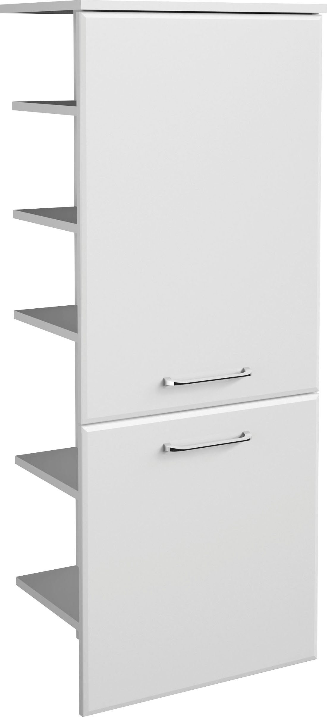 Saphir Midischrank Quickset Badschrank 50 cm breit, 2 Türen, seitliche Ablagen Badezimmer-Midischrank inkl. Türdämpfer, Griffe in Chrom glänzend