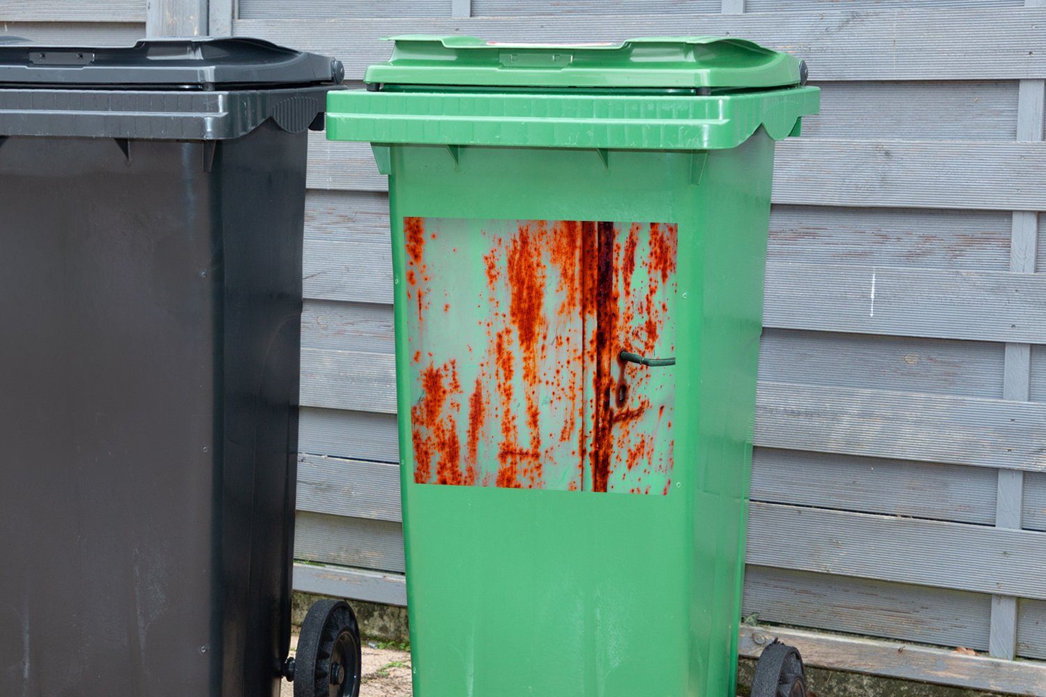 MuchoWow Wandsticker Rost Eisen Sticker, Container, St), Industriell - Abfalbehälter Mülleimer-aufkleber, Mülltonne, - (1