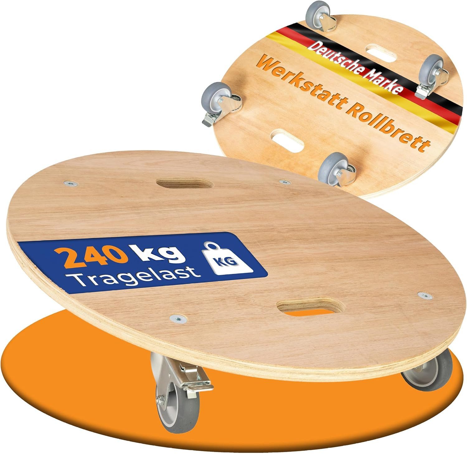 Rollbrett24 Transportroller Pflanzenrollbrett, Werkstattrollbrett für Reifen & Felgen bis 19 Zoll, (1-St., 1x Rollbrett Wheel), 240 kg Tragkraft, 2 Feststellbremsen, 360° Rollen, für Reifen geeignet