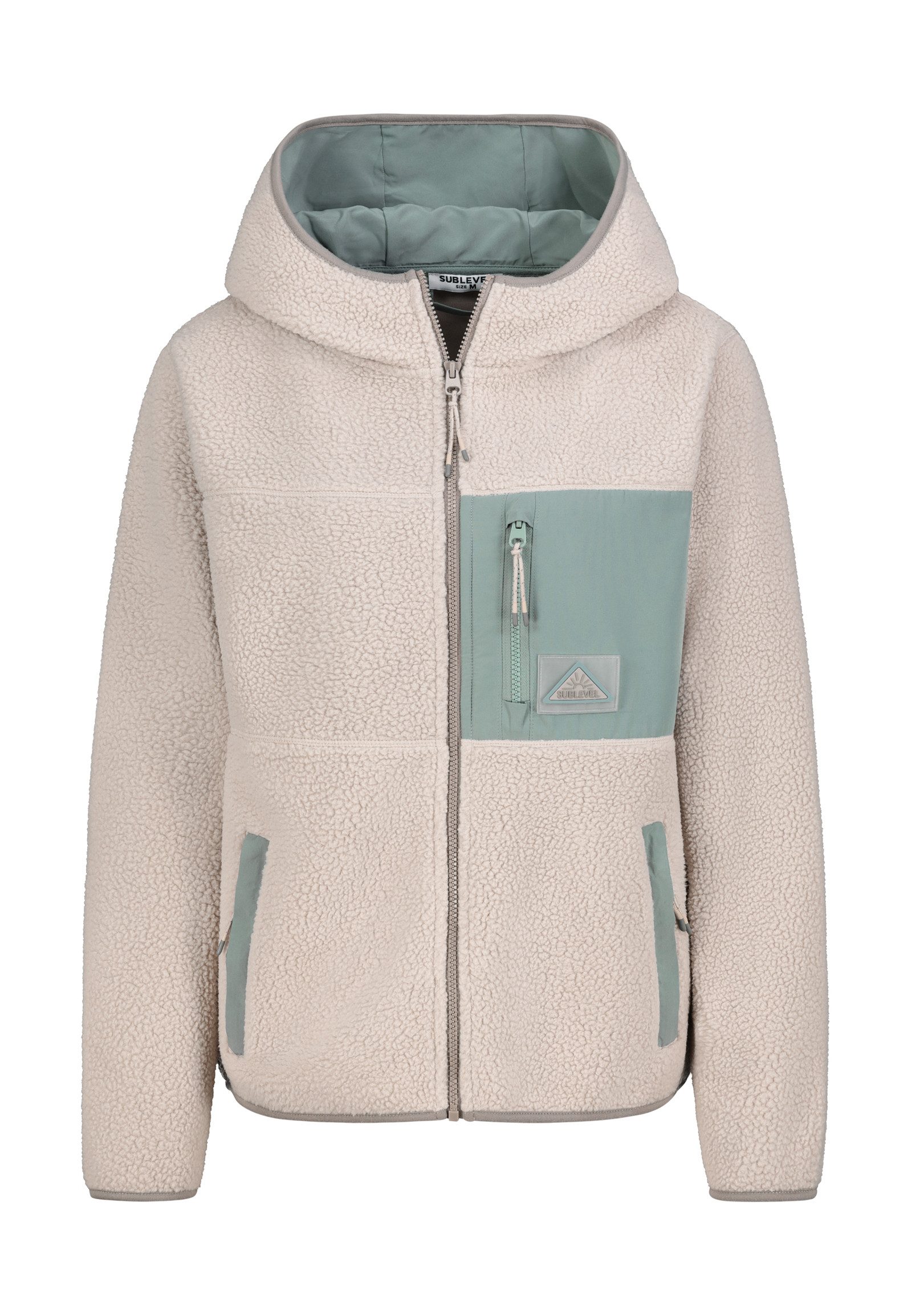 SUBLEVEL Fleecejacke Damen Outdoorfleecejacke mit Brusttasche und Kapuz Outdoorjacke Kuscheljacke