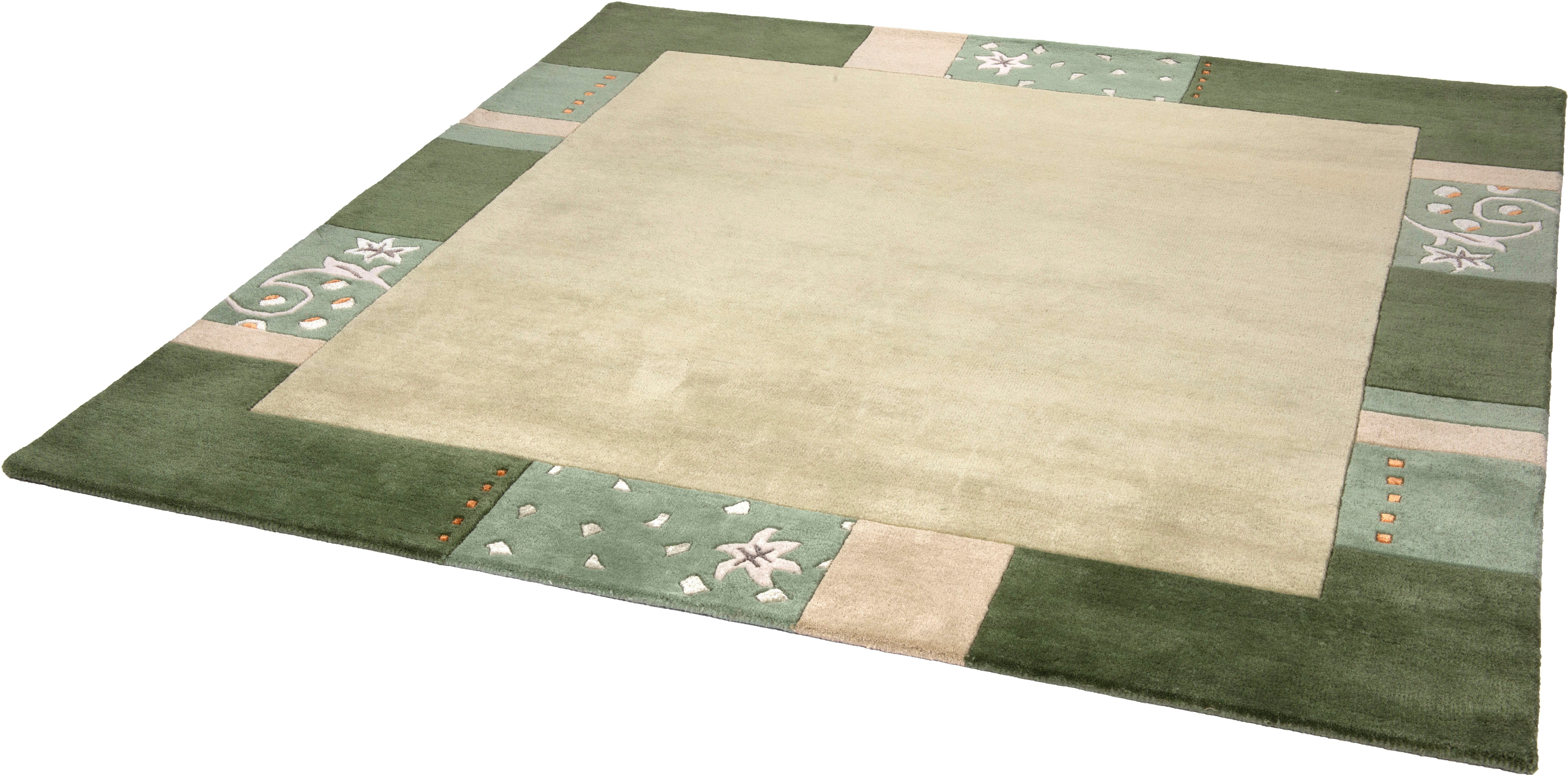 THEKO Wollteppich Royal Ganges, rechteckig, Höhe: 13 mm, 95% Wolle, mit Bordüre, ideal im Wohnzimmer & Schlafzimmer