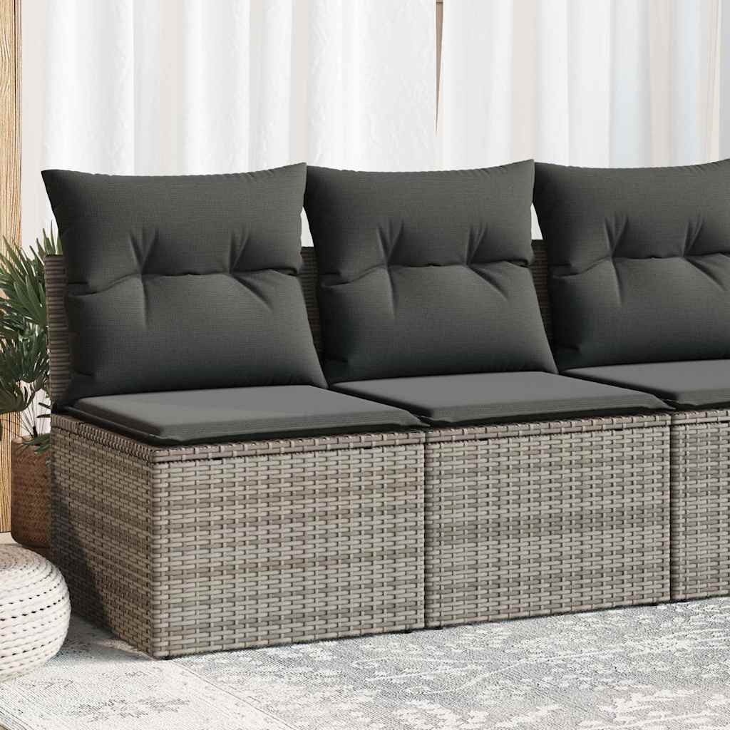 vidaXL Gartenlounge-Set 2-tlg. Garten-Sofagarnitur mit Kissen Grau Poly Rattan, (1-tlg)