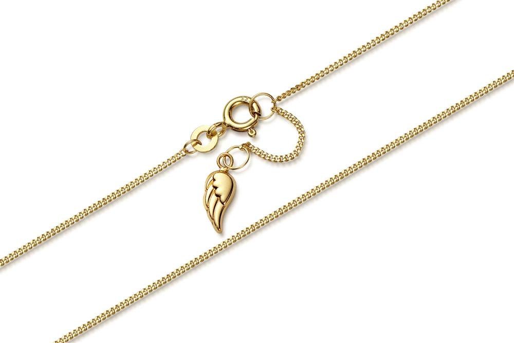 Silberkettenstore Fußkette Fußkette Panzer 1mm mit Anhänger Engelsflügel - echt 333 Gold – Bild 2 von 3
