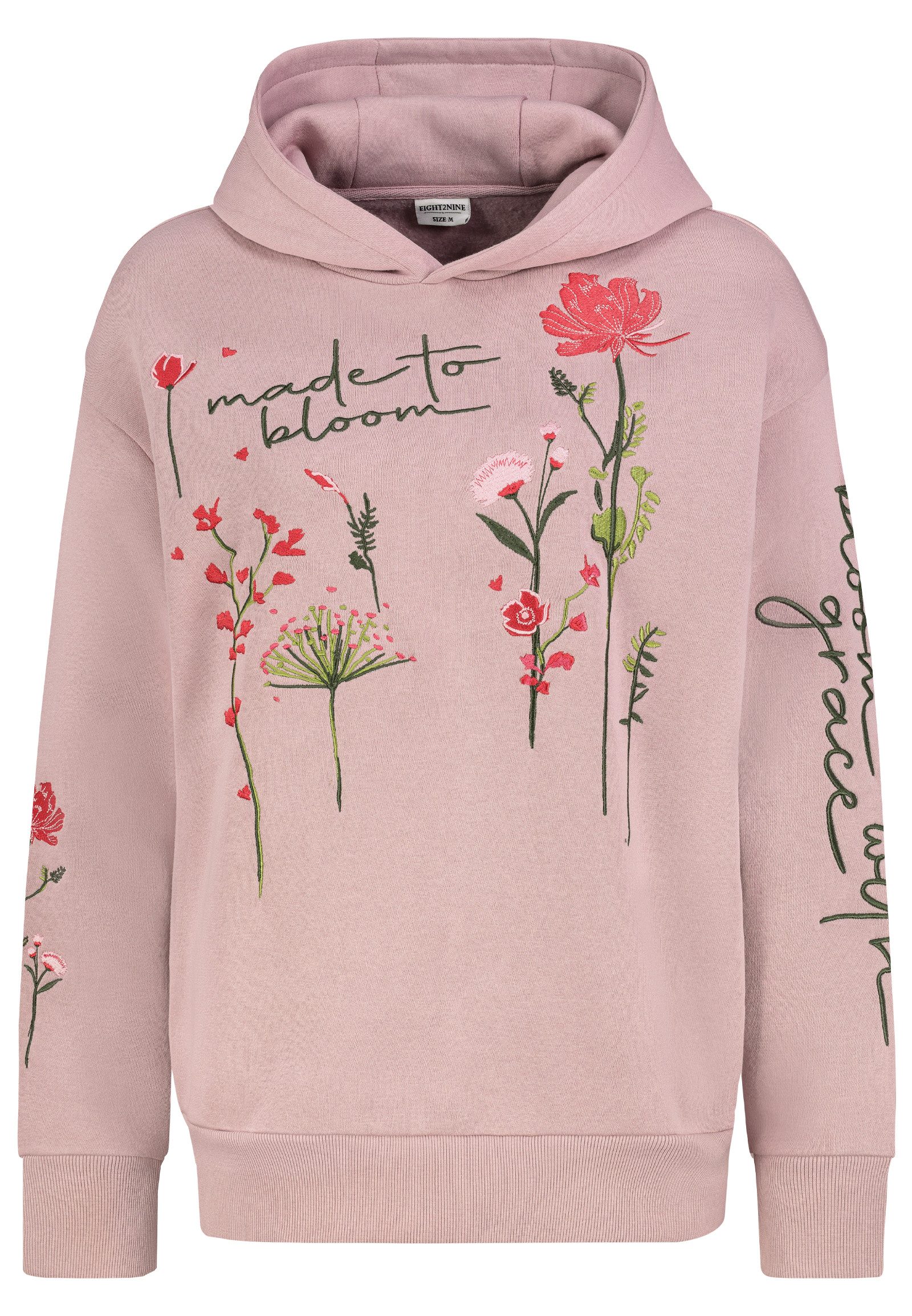 Eight2Nine Hoodie Florale Stickerei mit motivierenden Botschaften (1-tlg) D10600BA02830A_Sweat