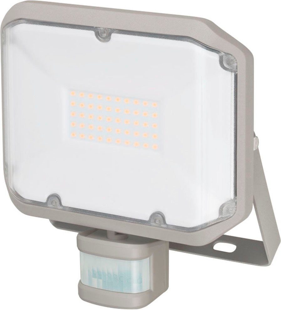 Brennenstuhl LED LED 3050, Fluter zur Wandmontage PIR LED fest Außen-Wandleuchte und Bewegungsmelder, Bewegungsmelder, Warmweiß, AL mit integriert