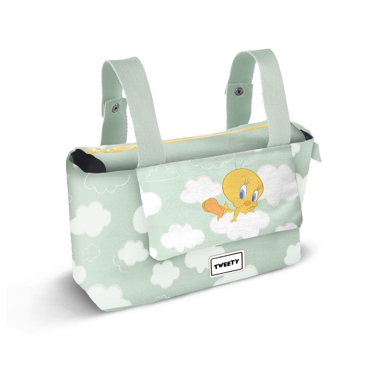 Karactermania Kinderwagen-Tasche Looney Tunes Tweety Wickeltasche Babytasche Elterntasche Mommybag, für Mama und Papa unterwegs mit ausreichend Platz