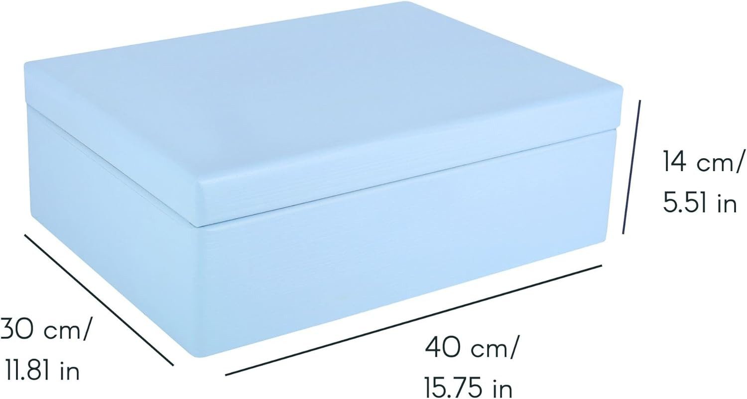 Creative Deco Holzkiste XL Große Holzkiste mit Deckel, 40x30x14 cm, Erinnerungsbox Baby, abgerundete Kanten