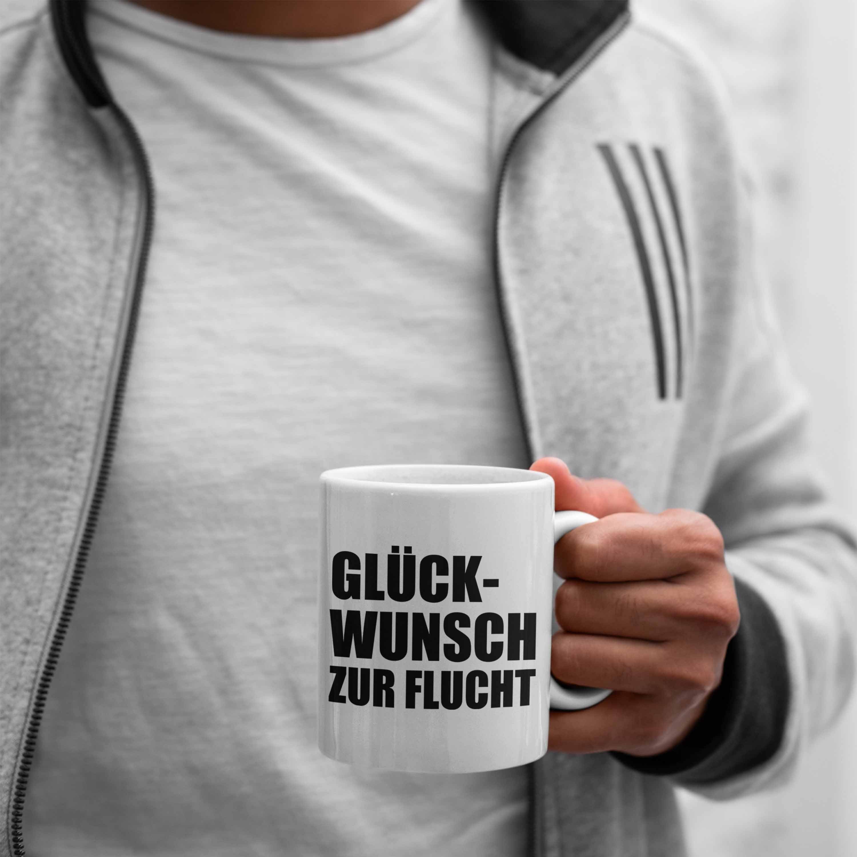Trendation Geschenk Kollegin Glückwunsch - Jobwechsel Flucht Kollege Abschiedsgeschenk Tasse Trendation Zur Tasse Weiss Sprüche Lustig Kaffeetasse
