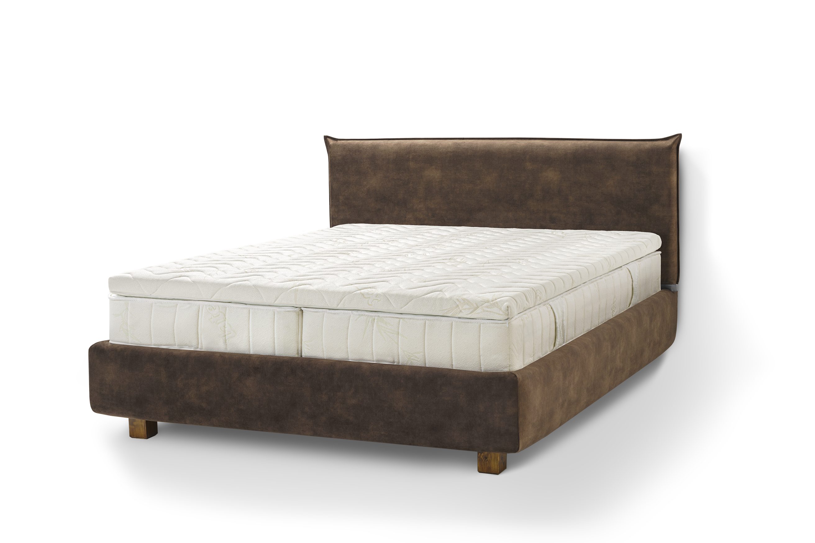 Letti Moderni Holzbett Bett Puro, hergestellt aus hochwertigem Massivholz Plüsch Chocolate