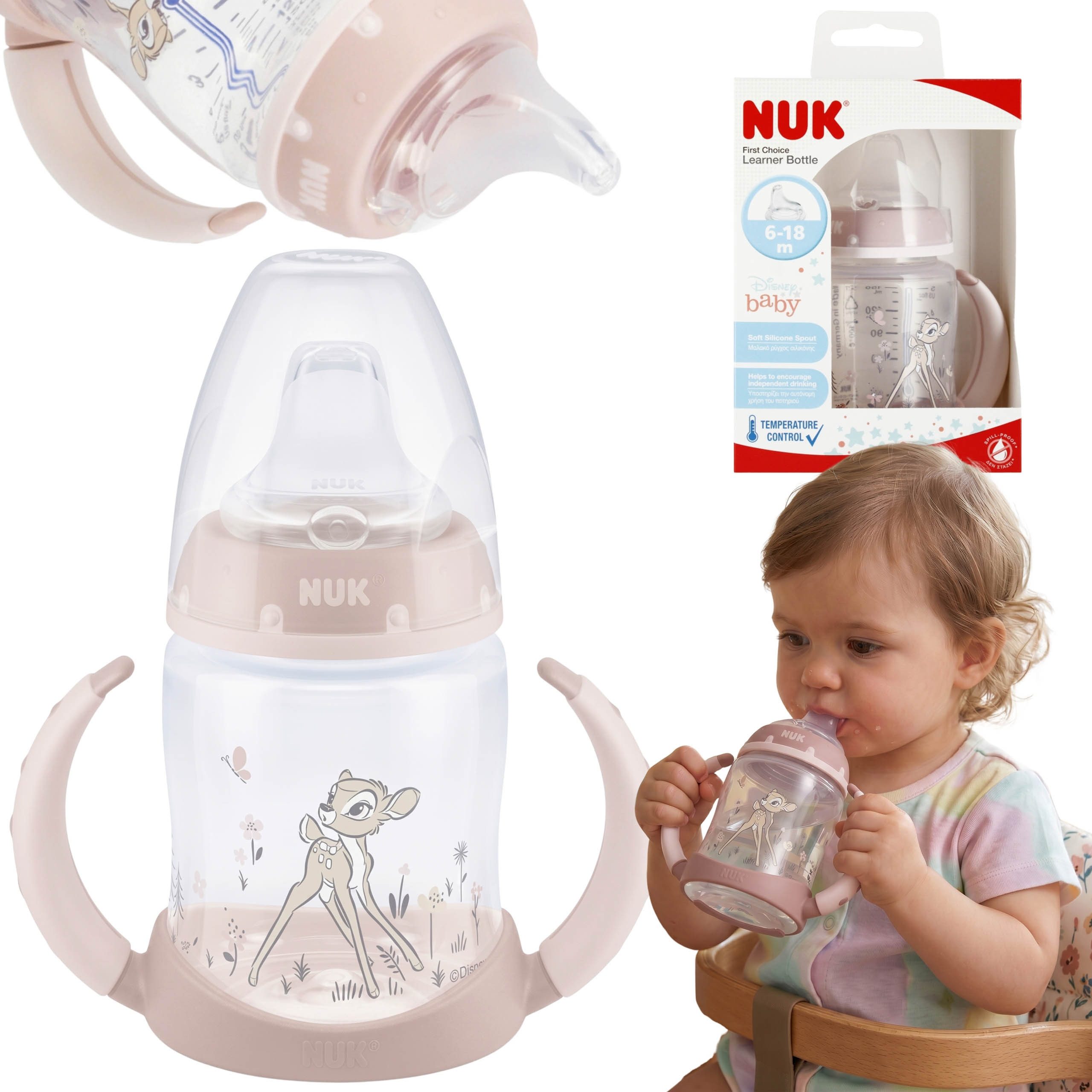 Sarcia.eu Trinklernbecher NUK Disney Bambi Trinklernflasche Silikon 150 ml 6-18M