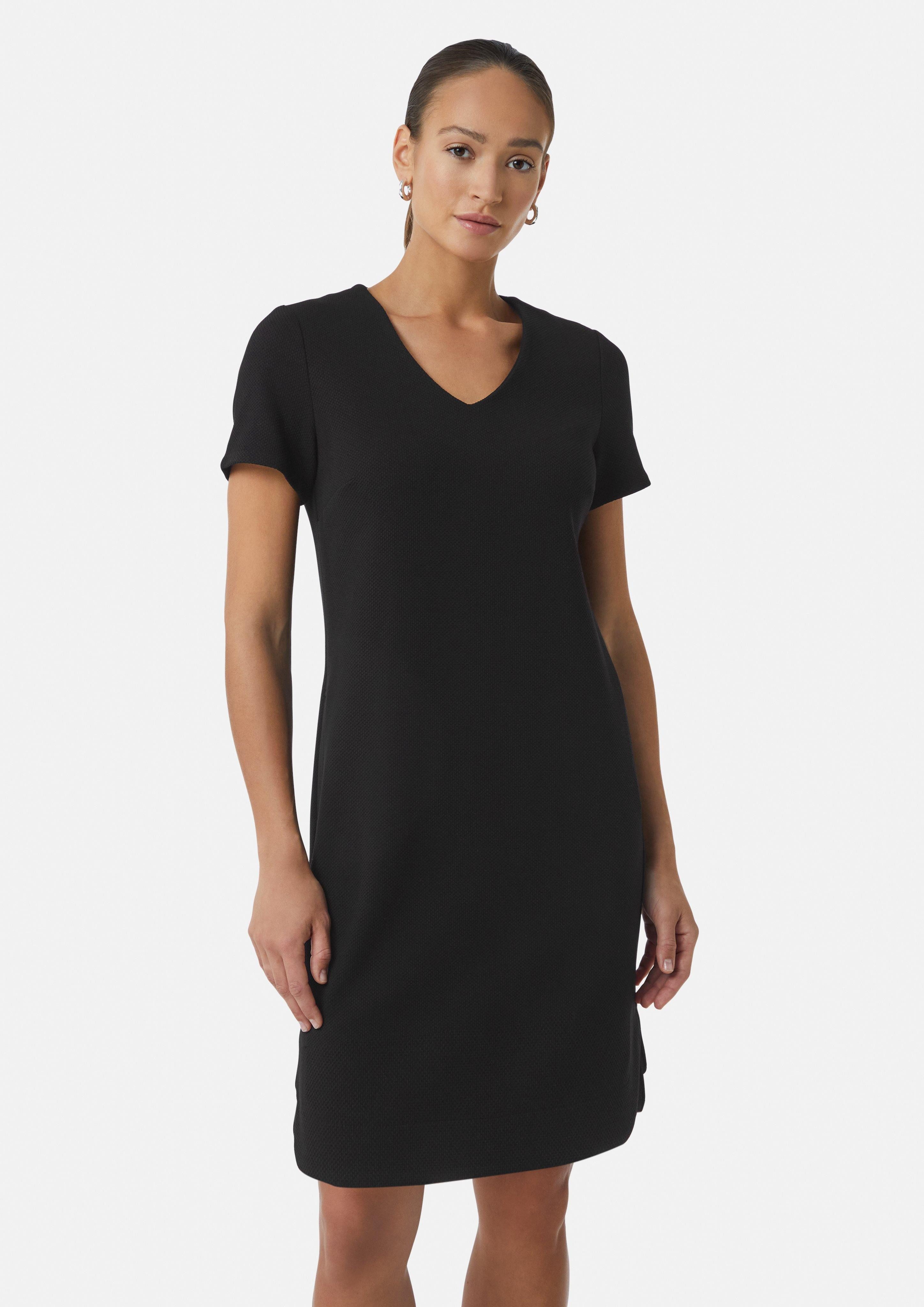 Minikleid Kurzes Piqué-Kleid mit V-Ausschnitt und Taschen