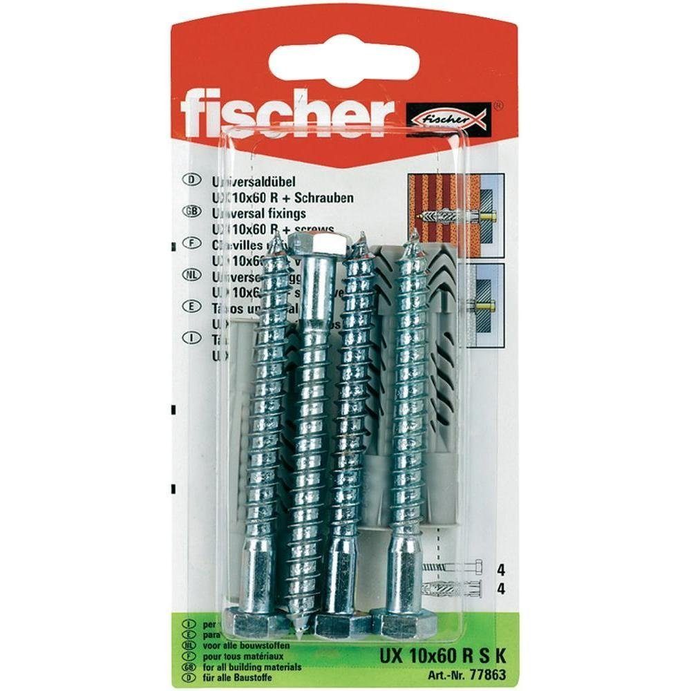 fischer Schrauben und DübelSet Fischer UniversaldübelSet UX 10.0 x 60 mm 4, Spanplatten